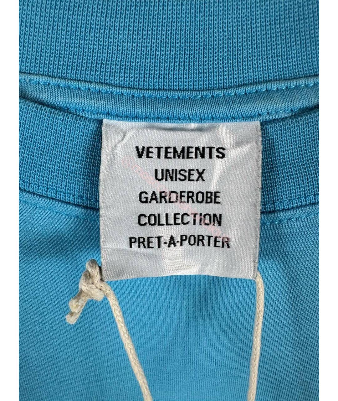 VETEMENTS Голубая хлопковая футболка, фото 6