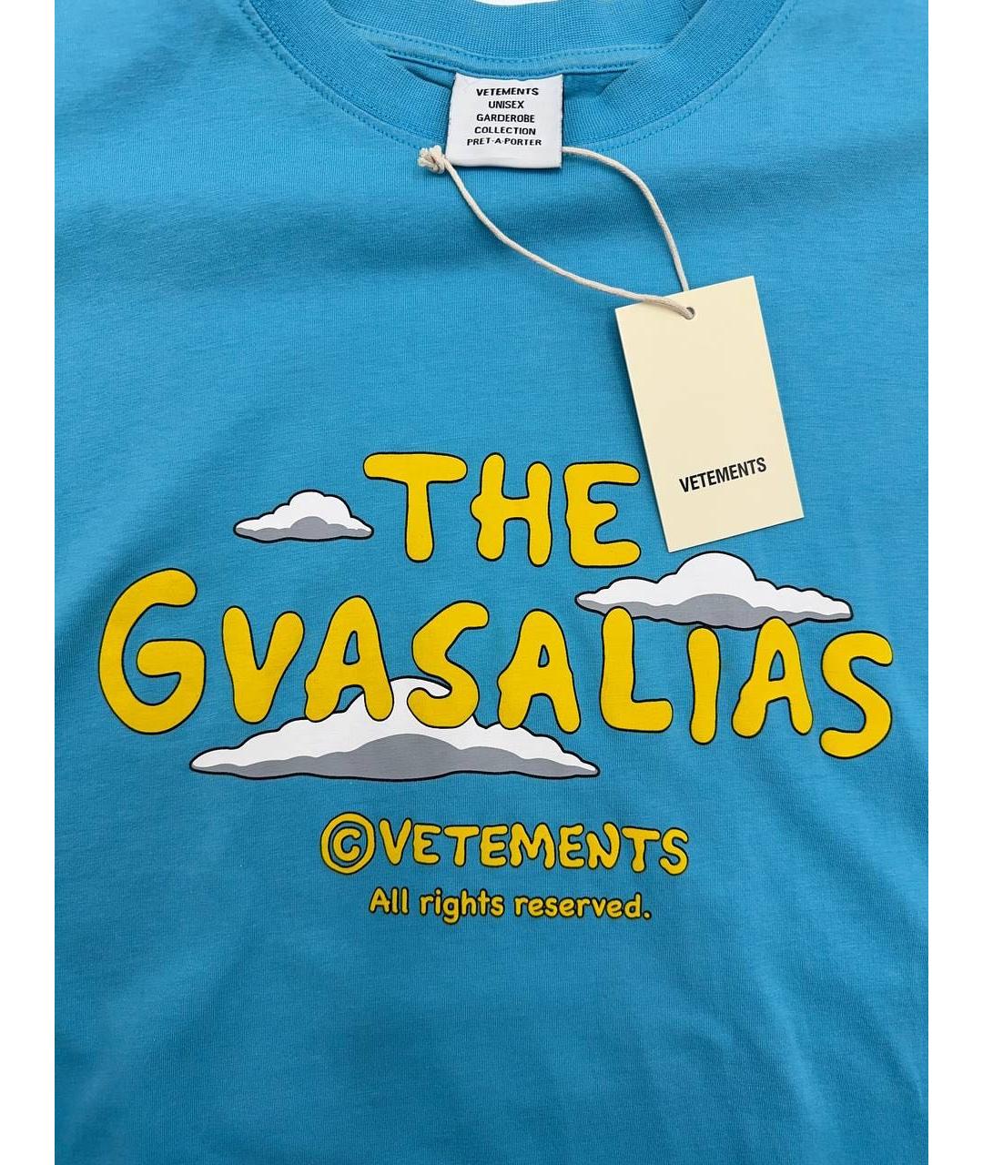 VETEMENTS Голубая хлопковая футболка, фото 5