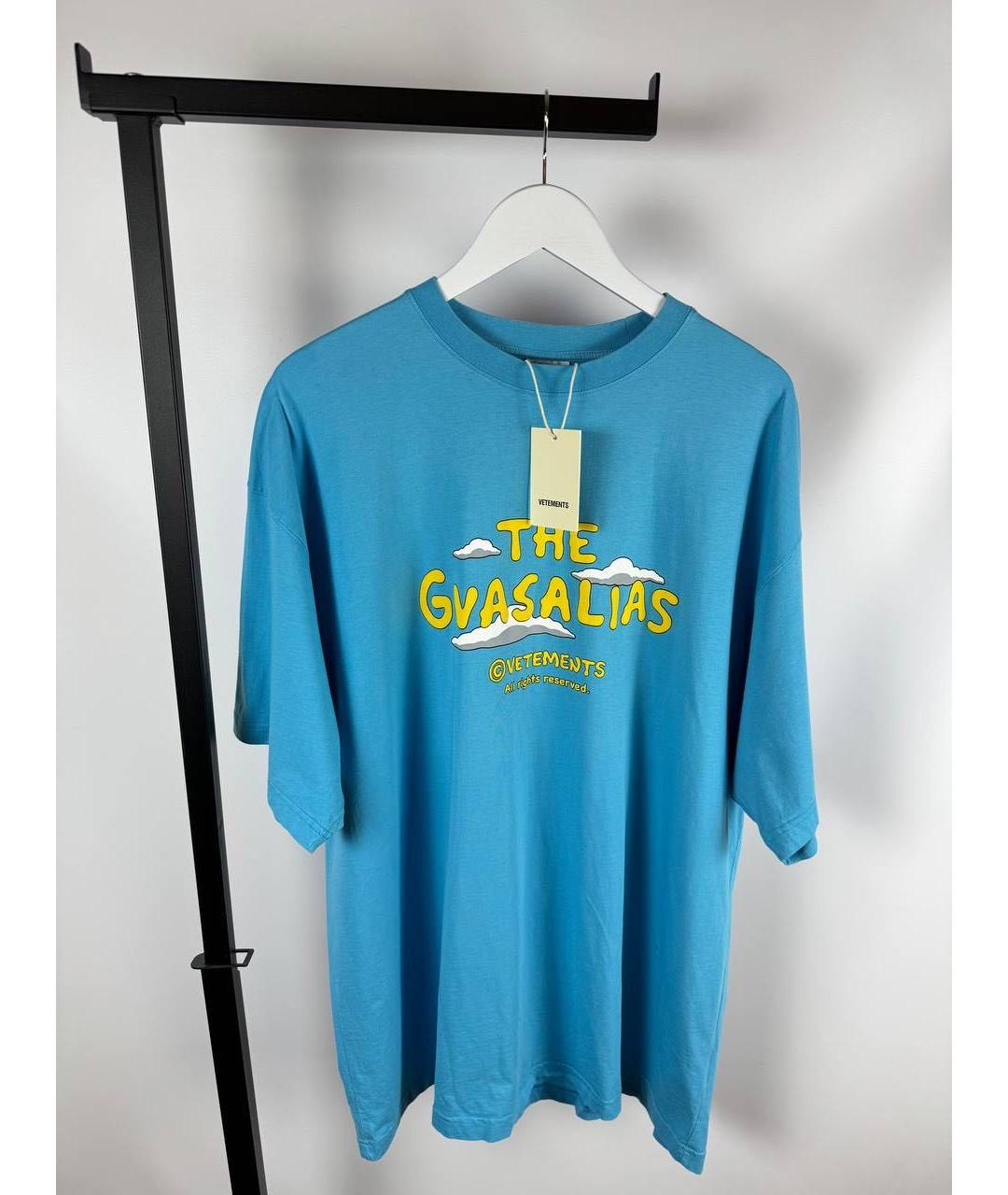 VETEMENTS Голубая хлопковая футболка, фото 3