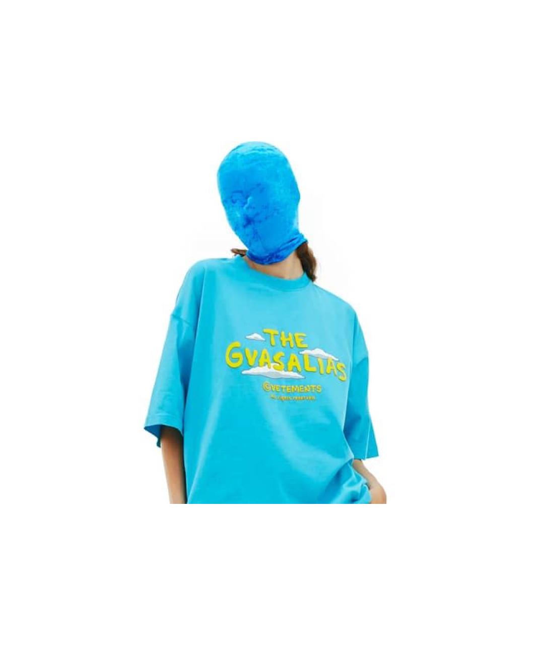 VETEMENTS Голубая хлопковая футболка, фото 2