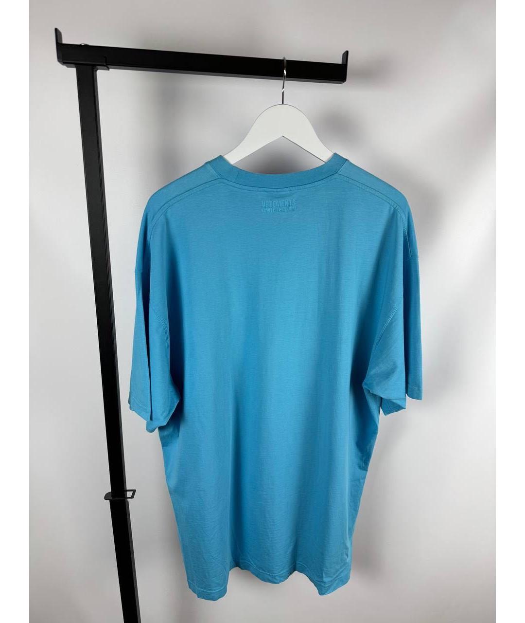VETEMENTS Голубая хлопковая футболка, фото 4