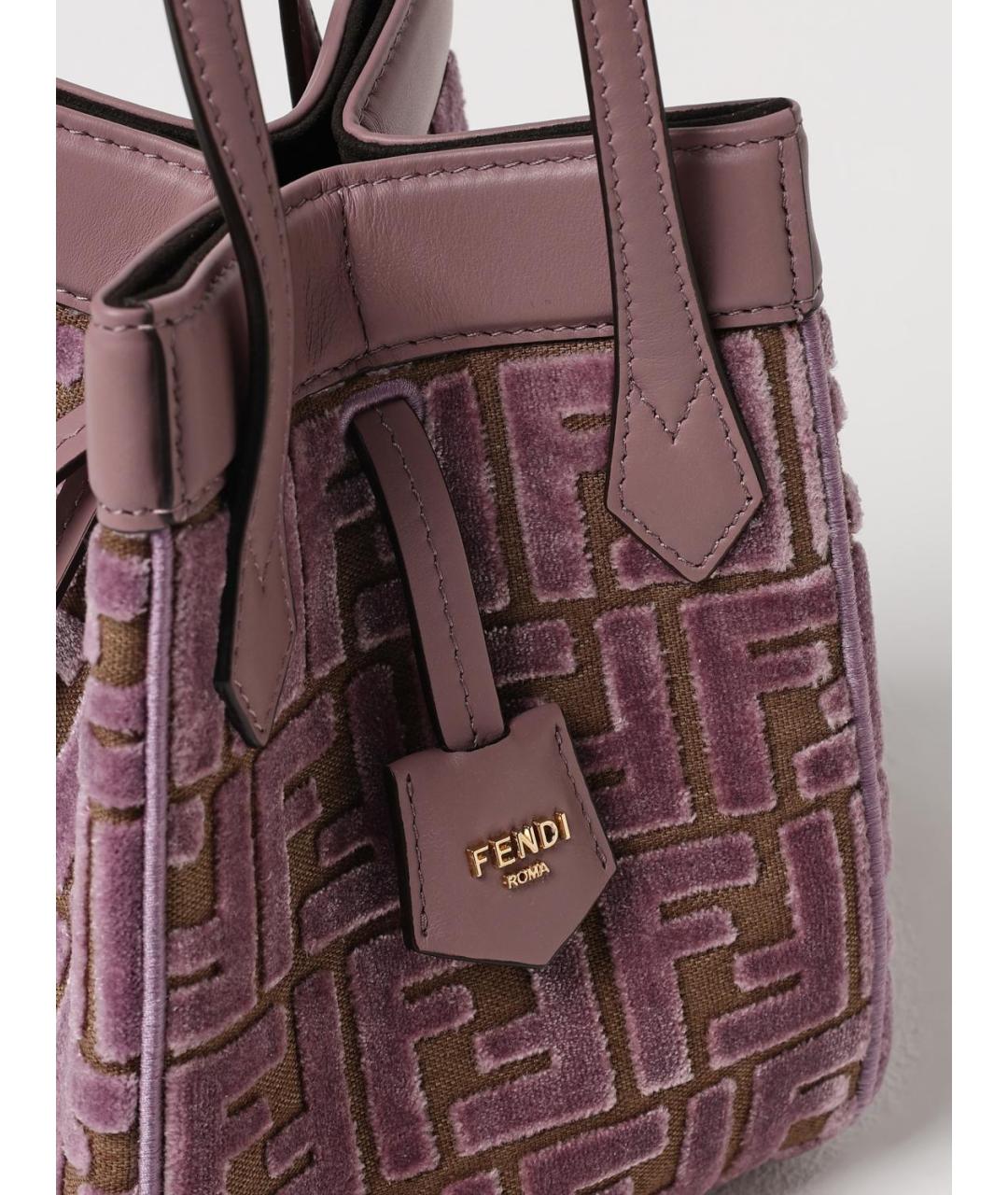 FENDI Фиолетовая тканевая сумка тоут, фото 4