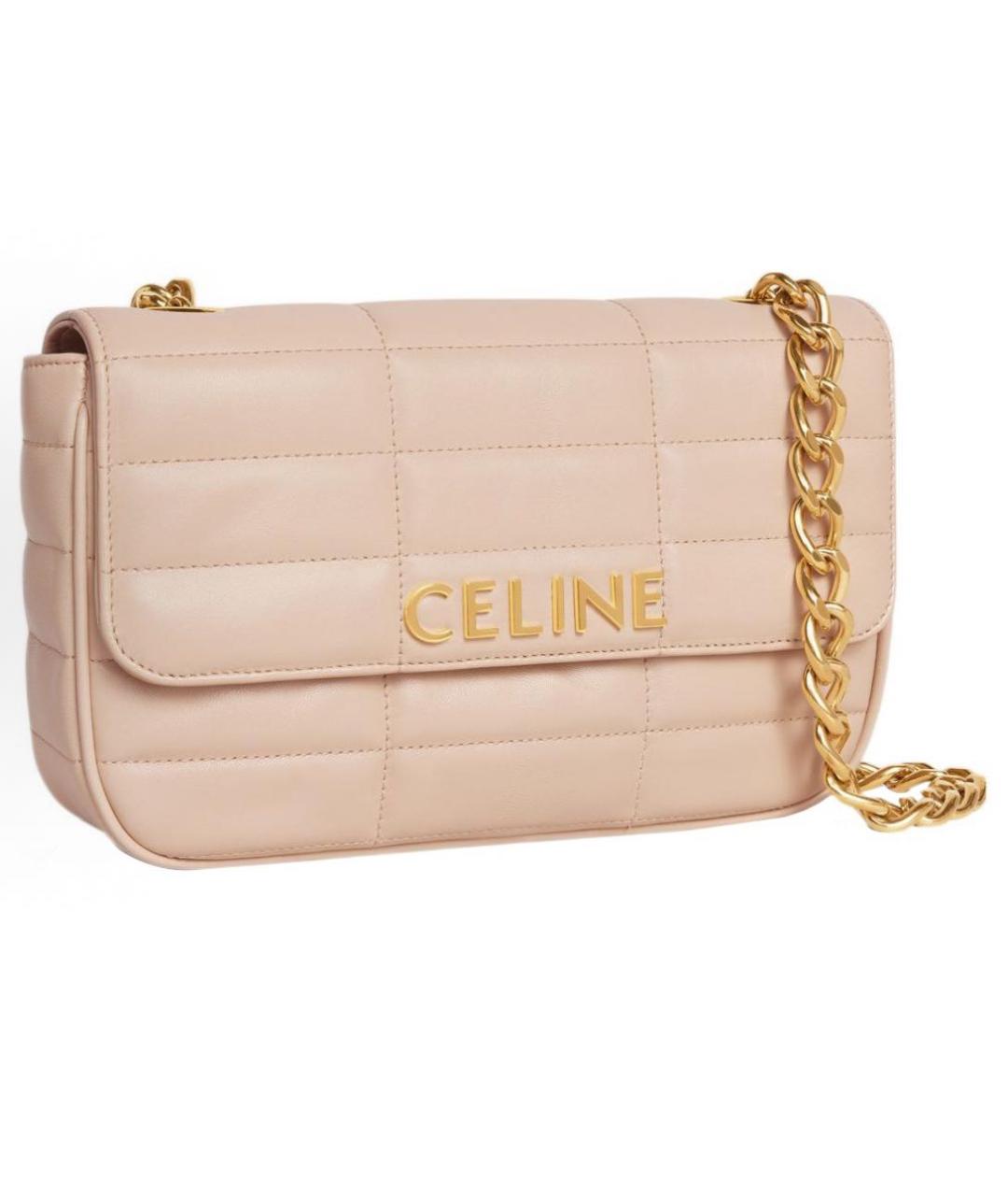 CELINE Бежевая кожаная сумка через плечо, фото 3