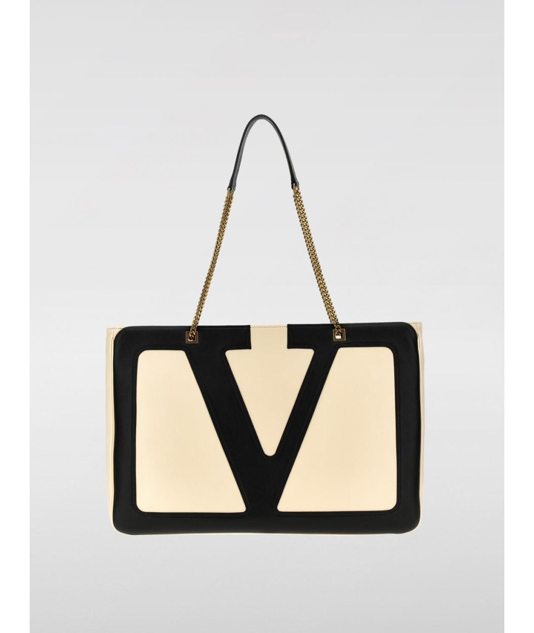 VALENTINO Бежевая кожаная сумка тоут, фото 5
