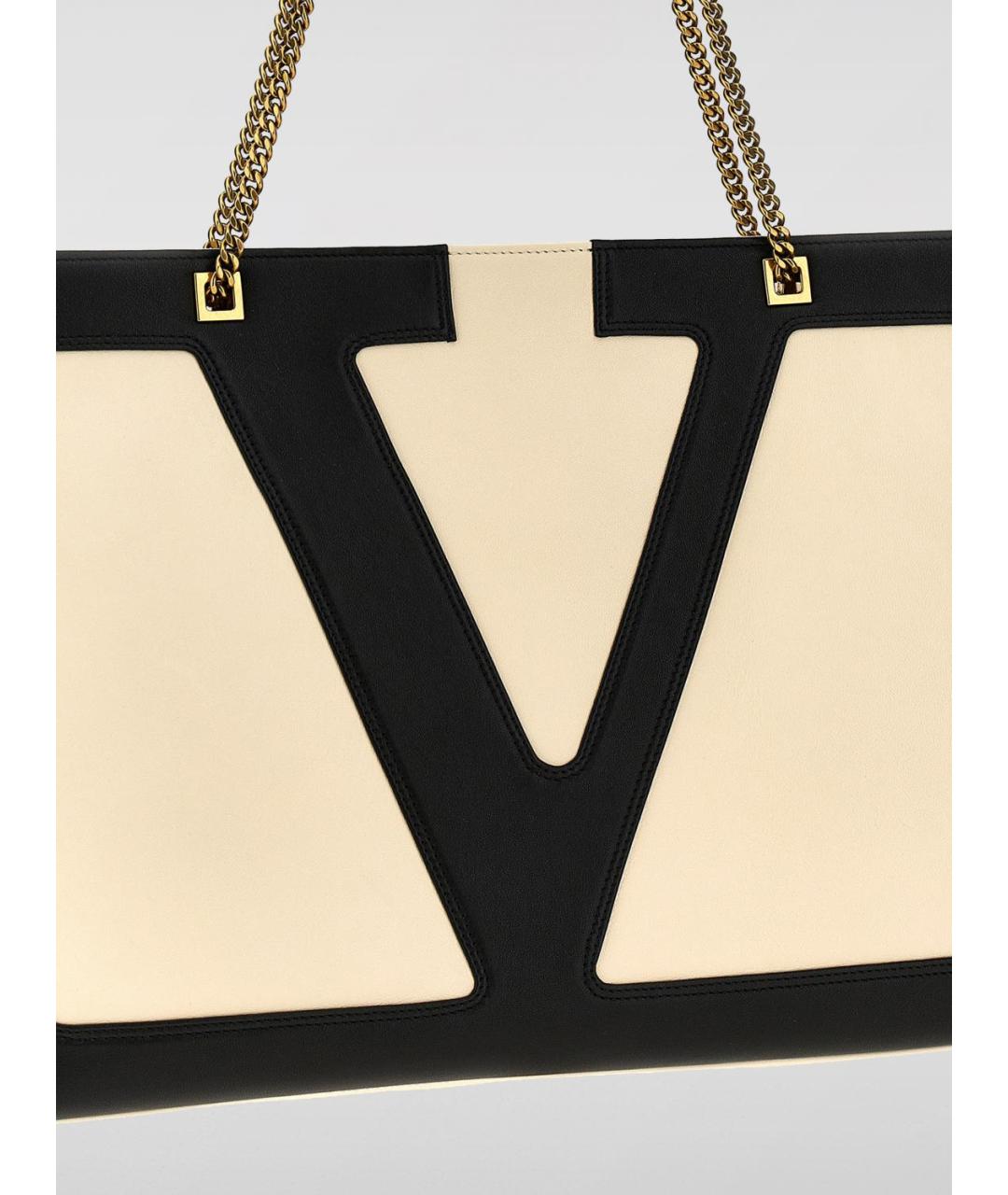 VALENTINO Бежевая кожаная сумка тоут, фото 3