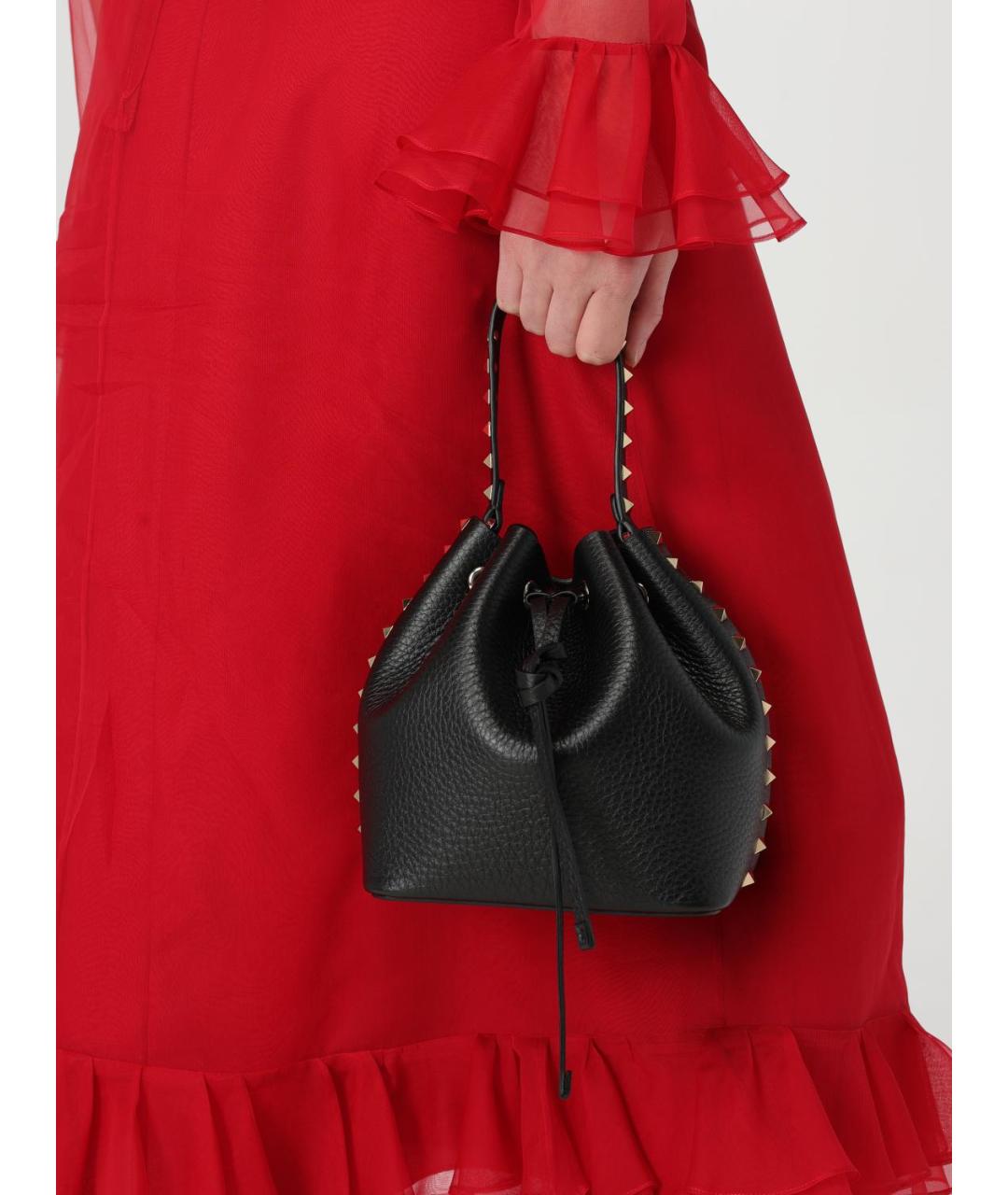 VALENTINO Черная кожаная сумка тоут, фото 2