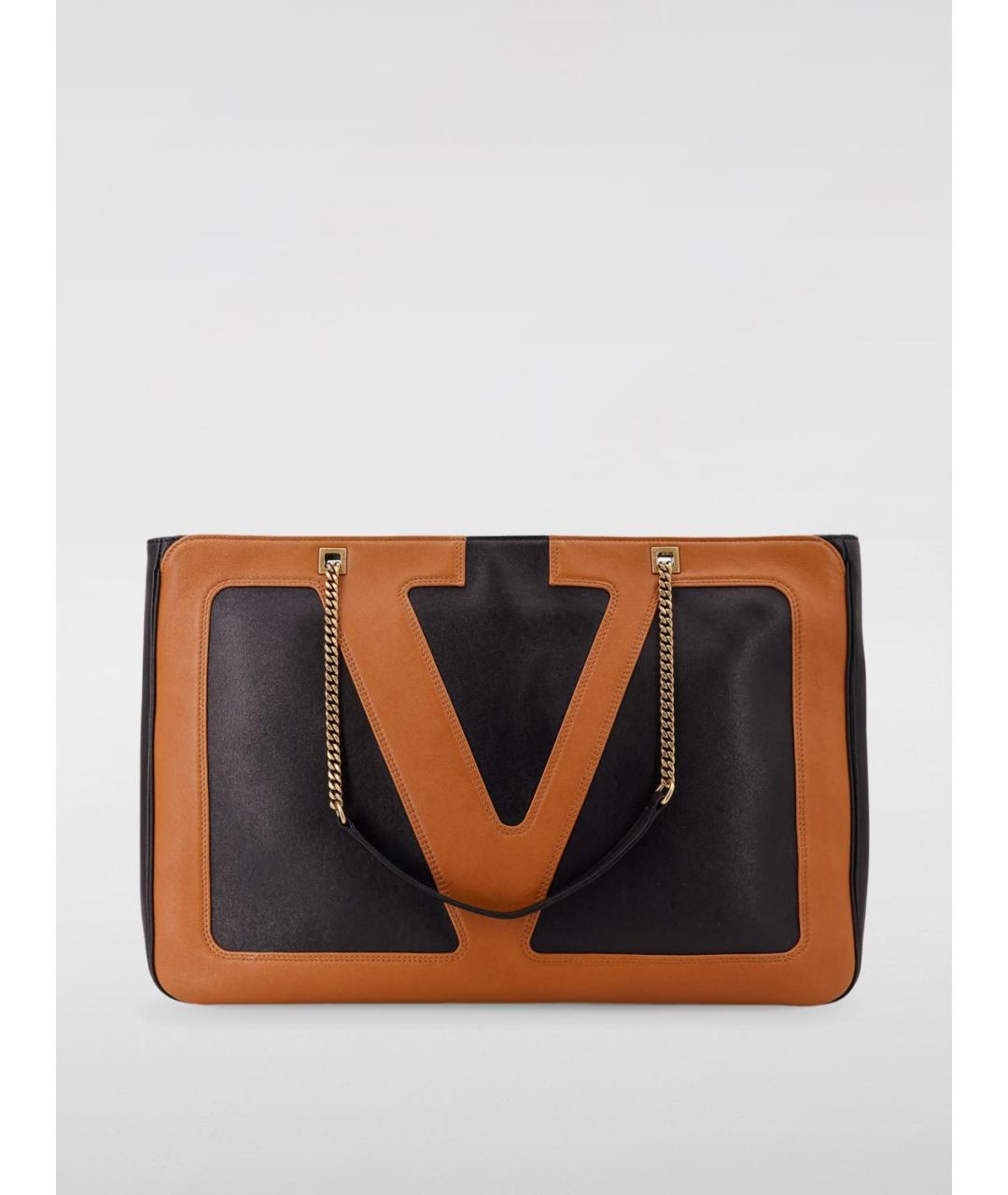 VALENTINO Черная кожаная сумка тоут, фото 4
