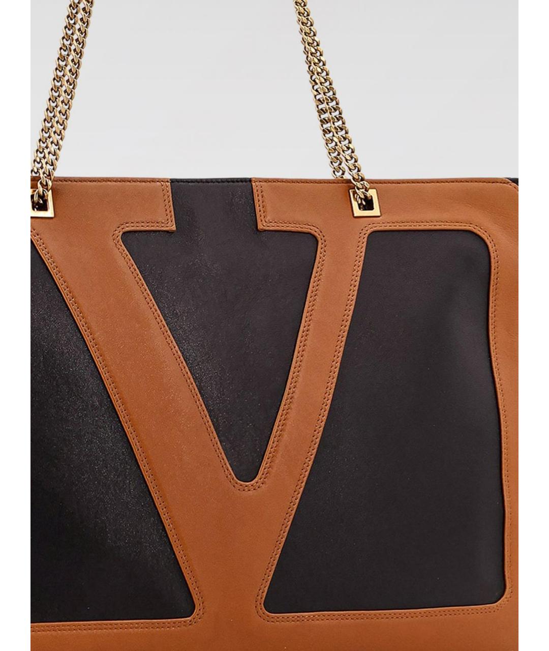 VALENTINO Черная кожаная сумка тоут, фото 3