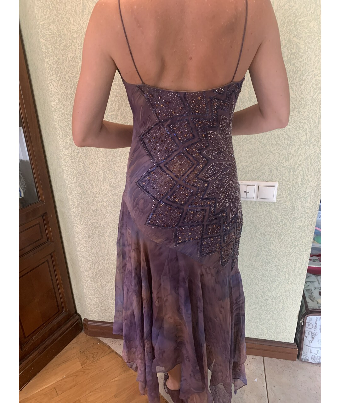 TERANI COUTURE Фиолетовое шелковое вечернее платье, фото 6
