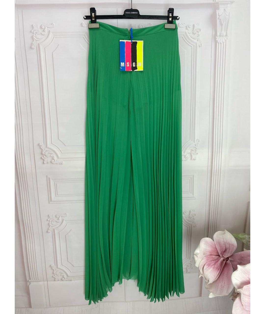 MSGM Зеленые полиэстеровые прямые брюки, фото 2