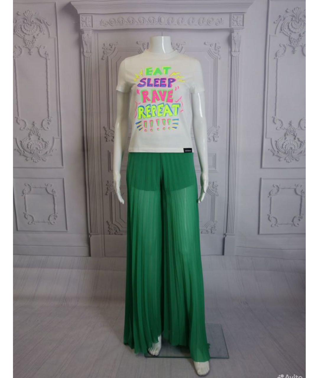MSGM Зеленые полиэстеровые прямые брюки, фото 5