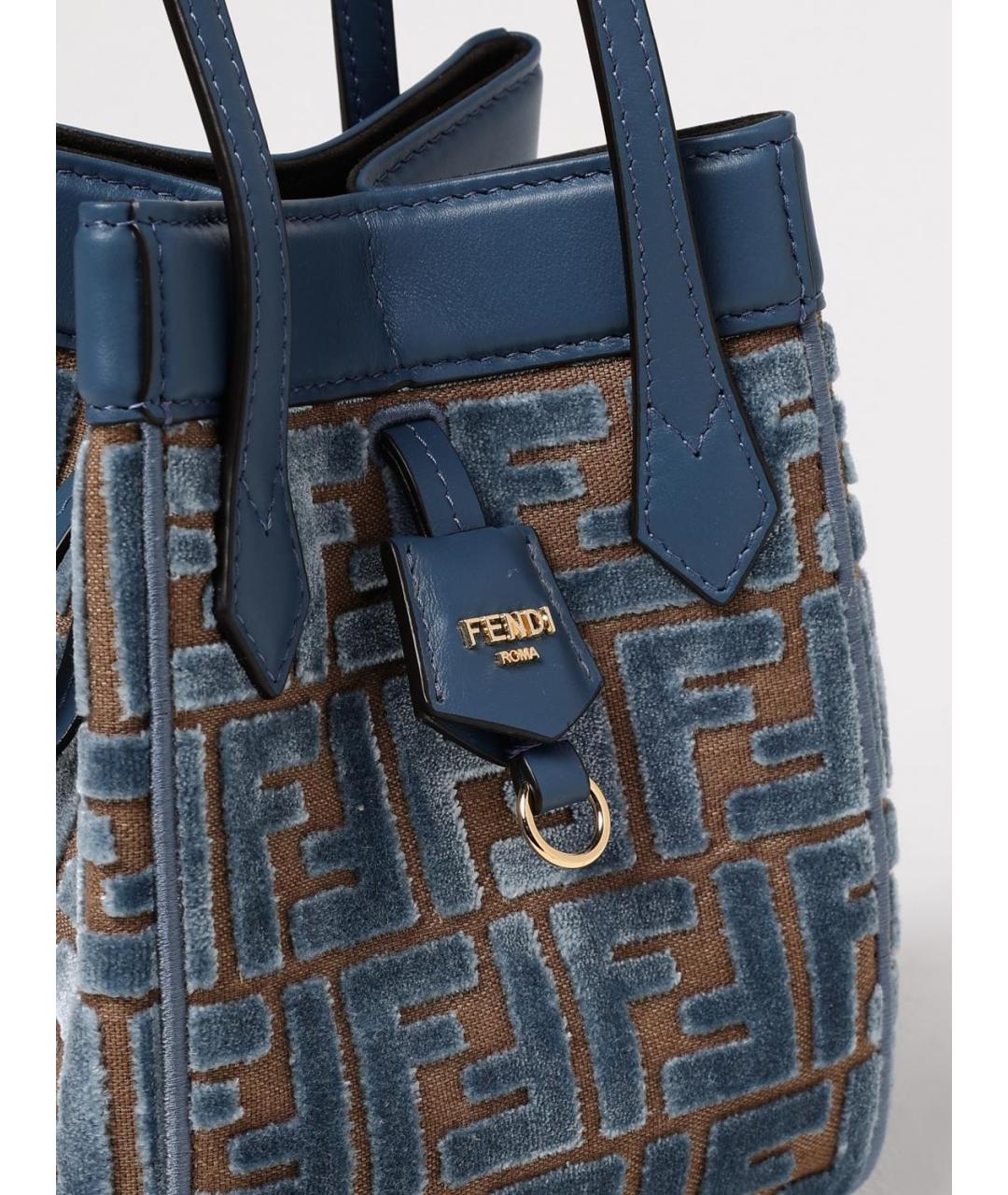 FENDI Голубая тканевая сумка тоут, фото 4