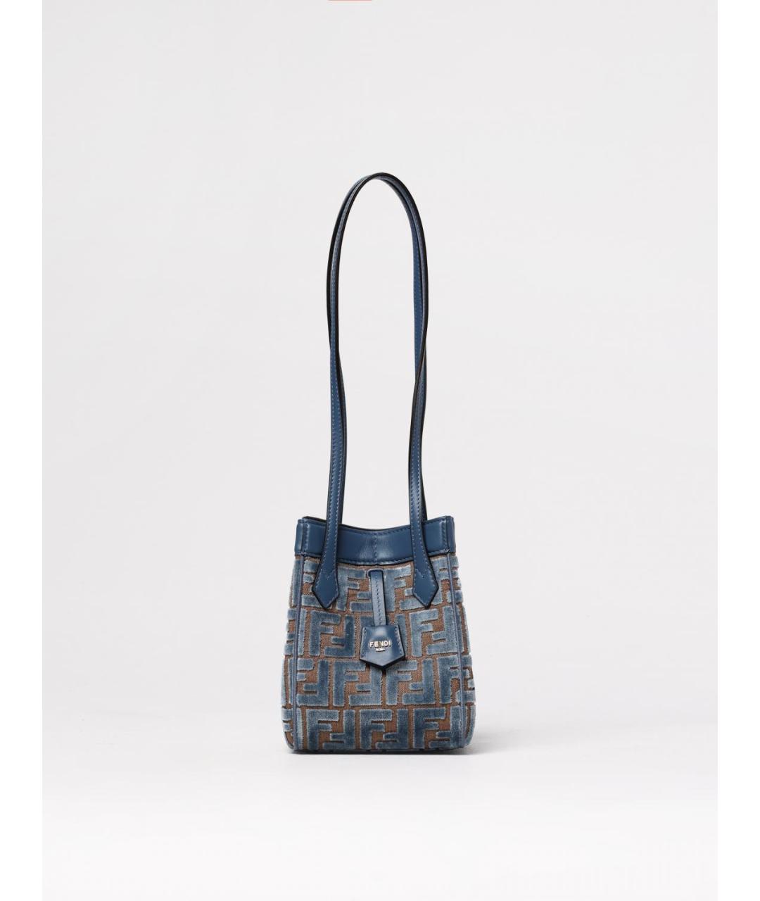 FENDI Голубая тканевая сумка тоут, фото 6