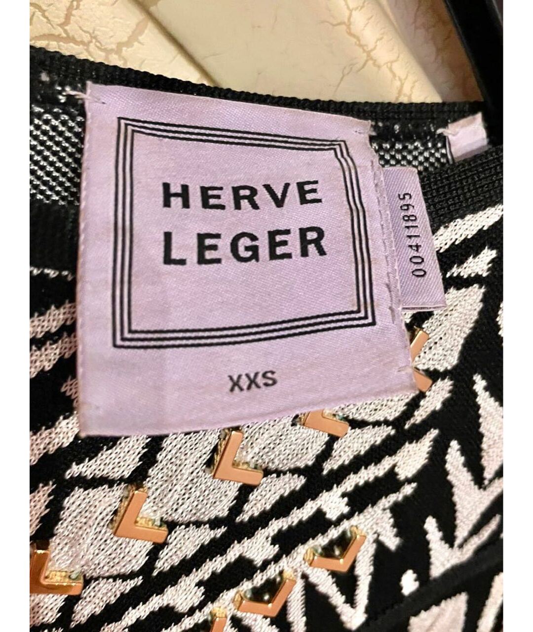 HERVE LEGER Черное хлопко-эластановое коктейльное платье, фото 3