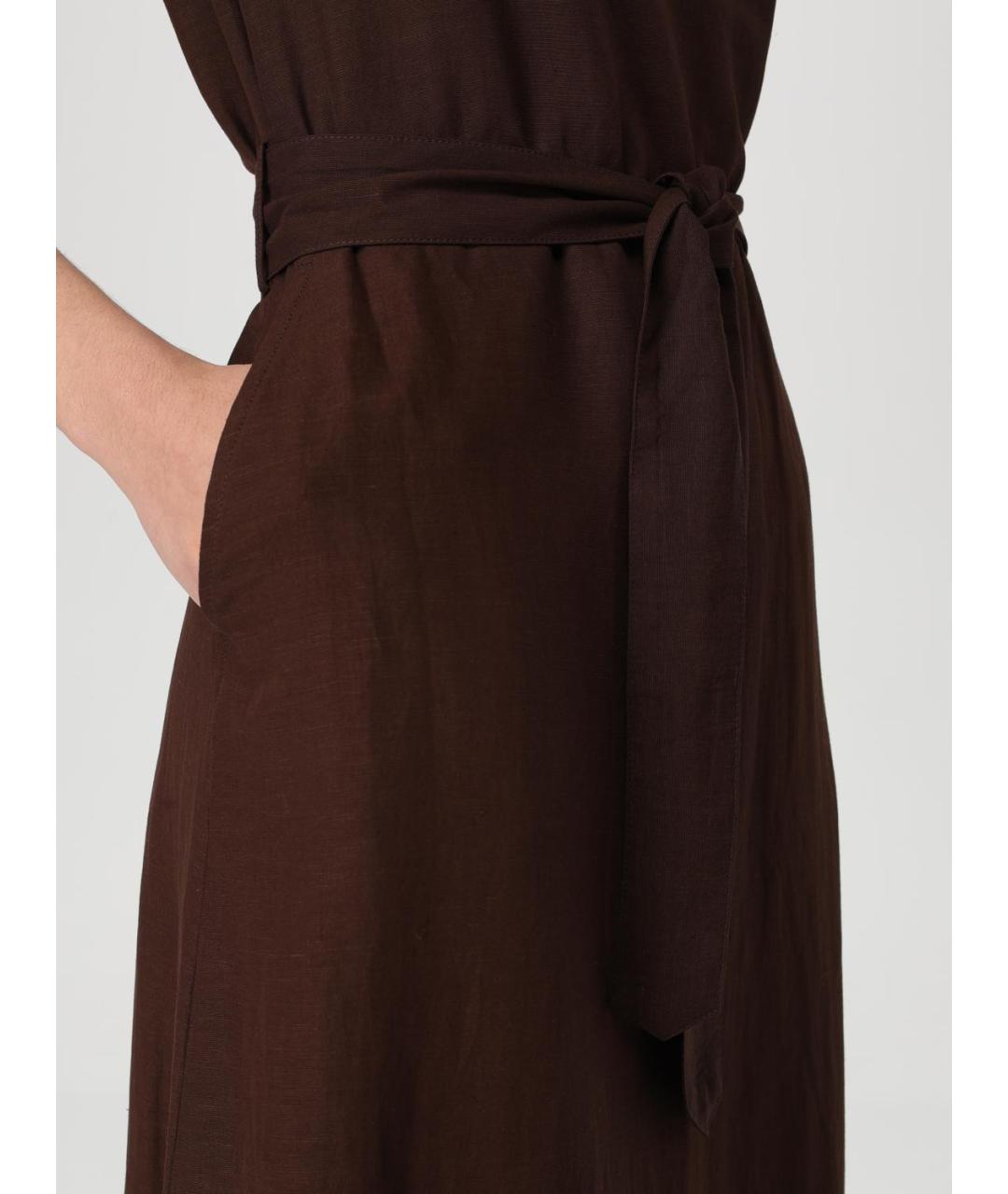 A.P.C. Коричневое вискозное повседневное платье, фото 4