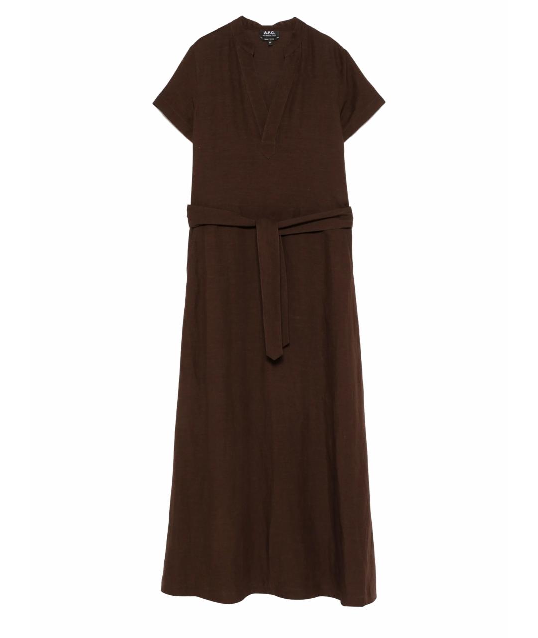 A.P.C. Коричневое вискозное повседневное платье, фото 1