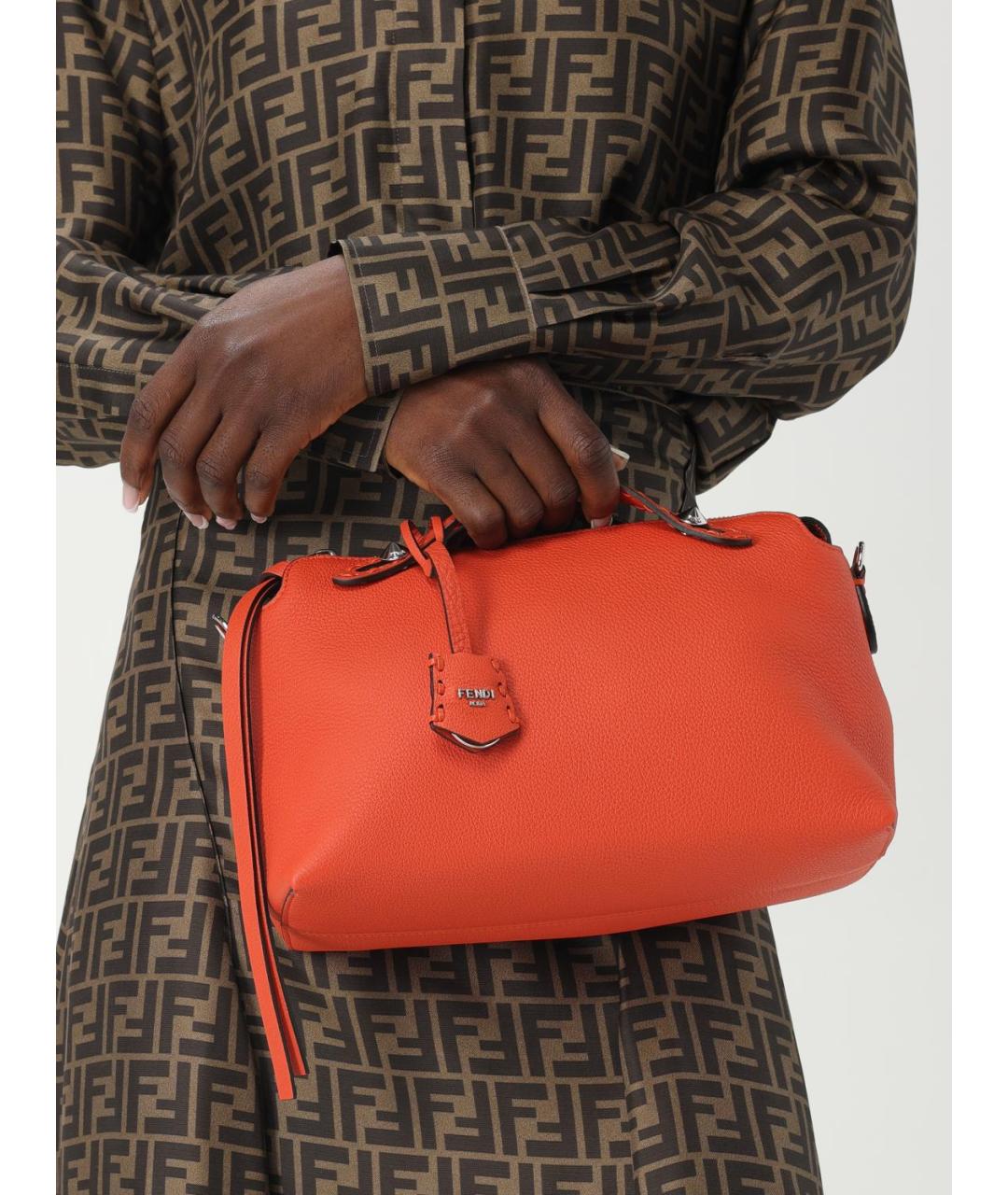 FENDI Оранжевая кожаная сумка через плечо, фото 2