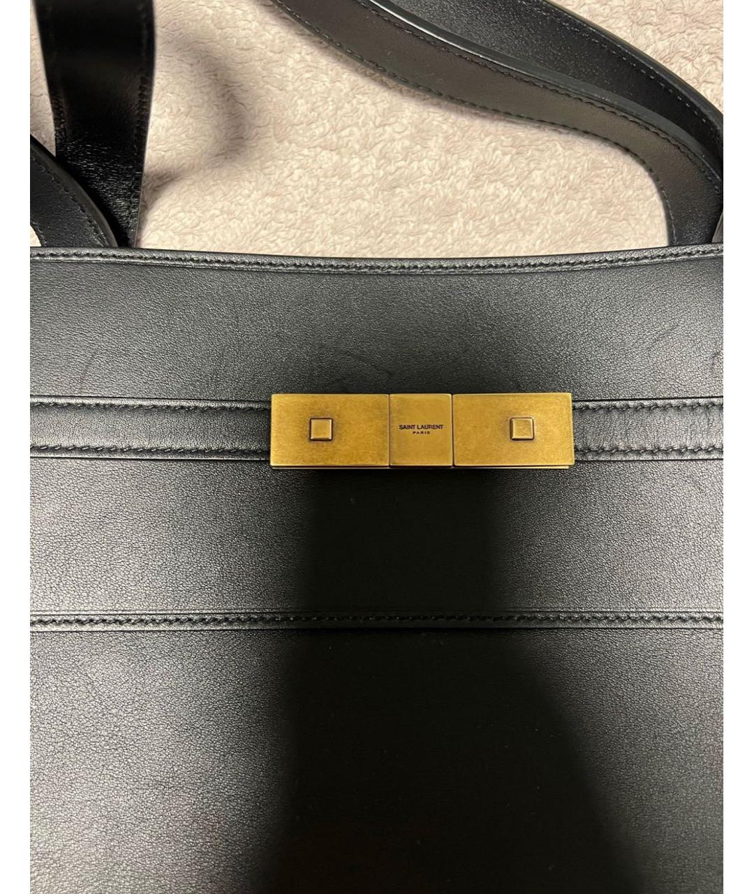 SAINT LAURENT Черная кожаная дорожная/спортивная сумка, фото 3