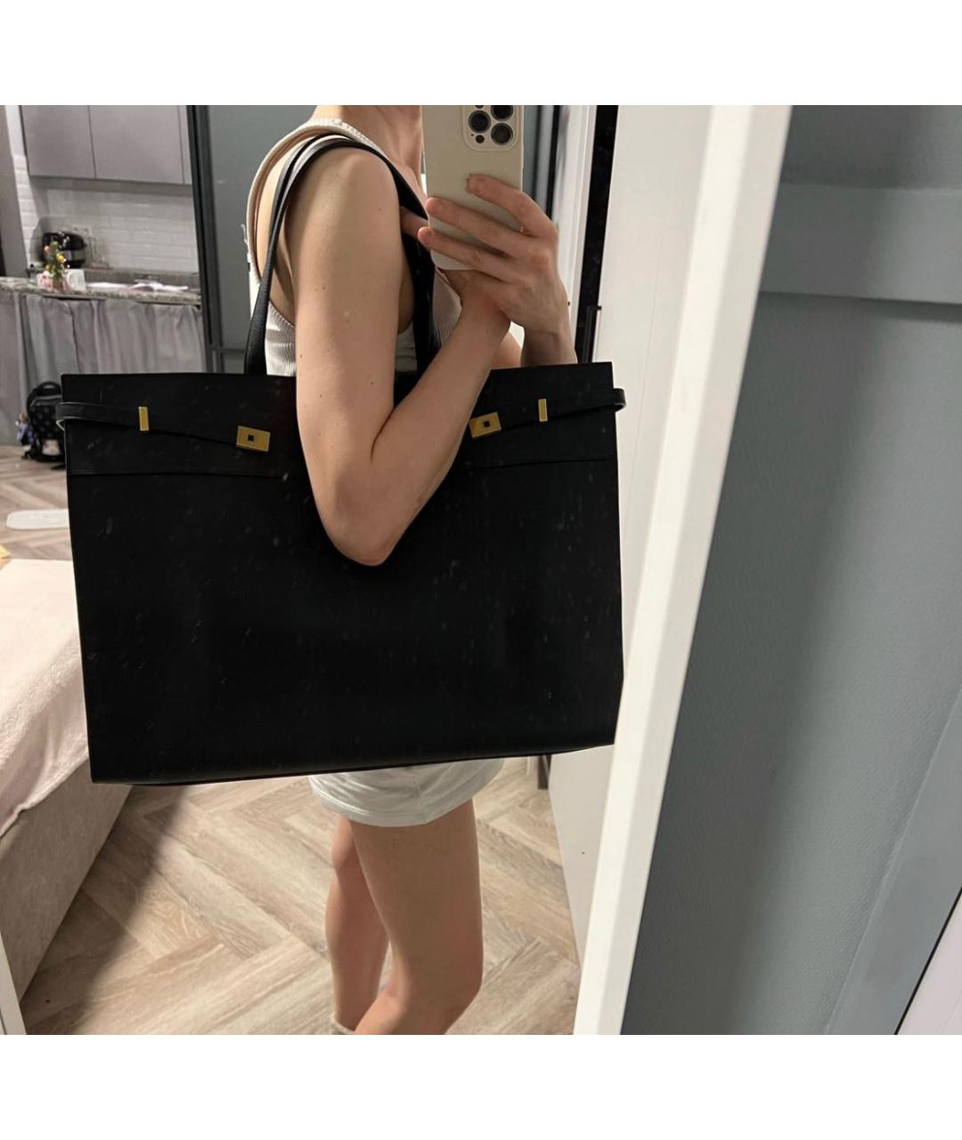 SAINT LAURENT Черная кожаная дорожная/спортивная сумка, фото 2