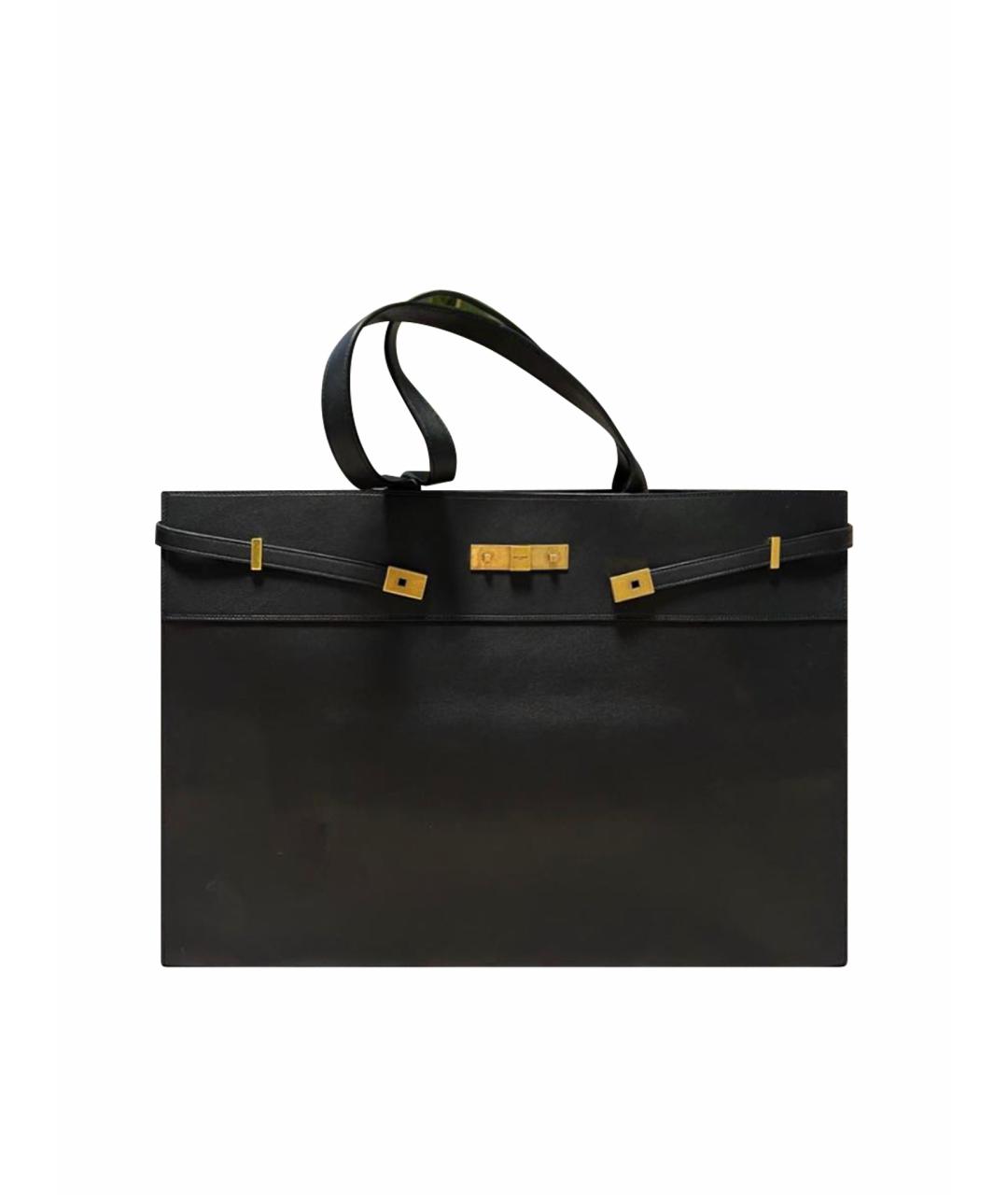 SAINT LAURENT Черная кожаная дорожная/спортивная сумка, фото 1