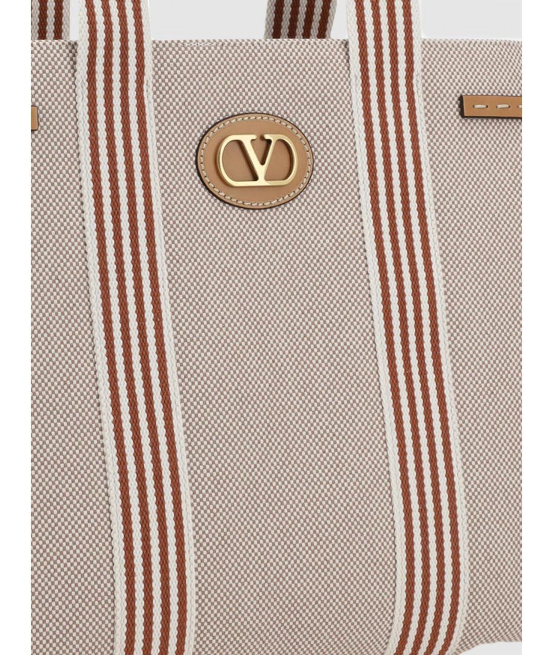 VALENTINO Бежевая жаккардовая сумка тоут, фото 3