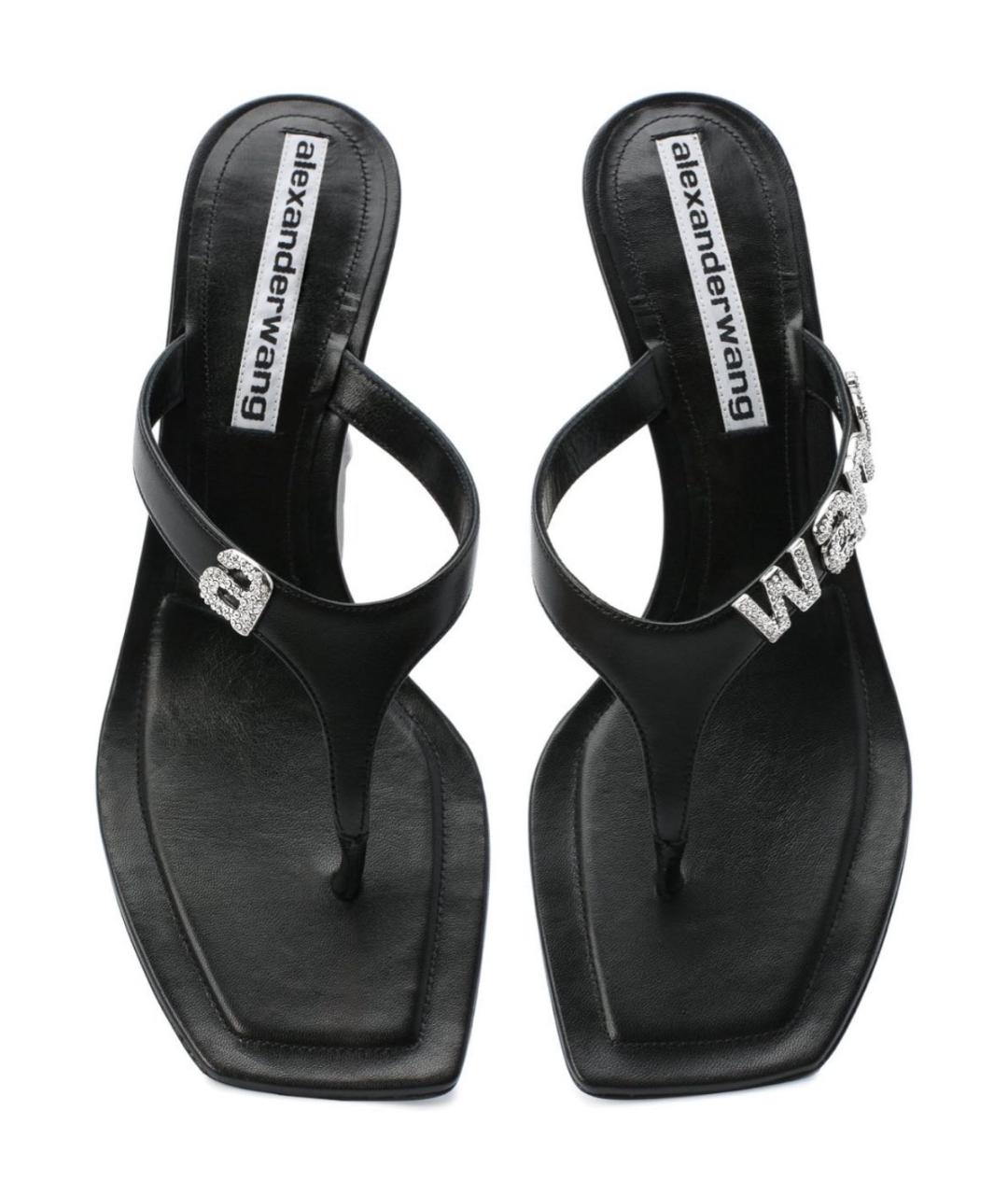 ALEXANDER WANG Черные кожаные мюли, фото 2