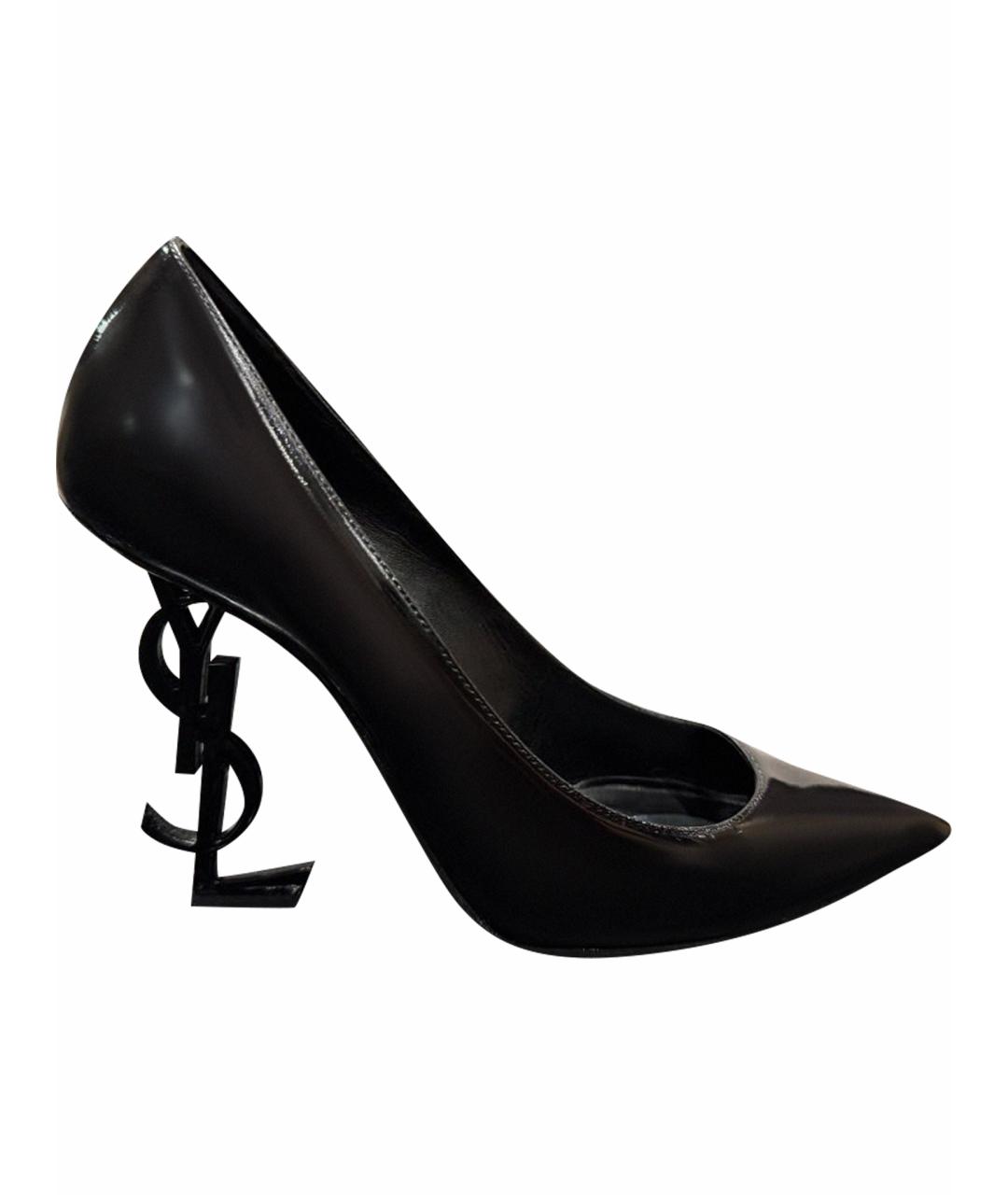 SAINT LAURENT Черные туфли из лакированной кожи, фото 1