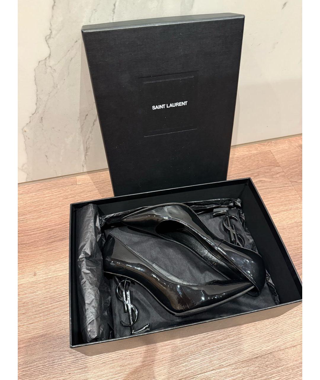 SAINT LAURENT Черные туфли из лакированной кожи, фото 3