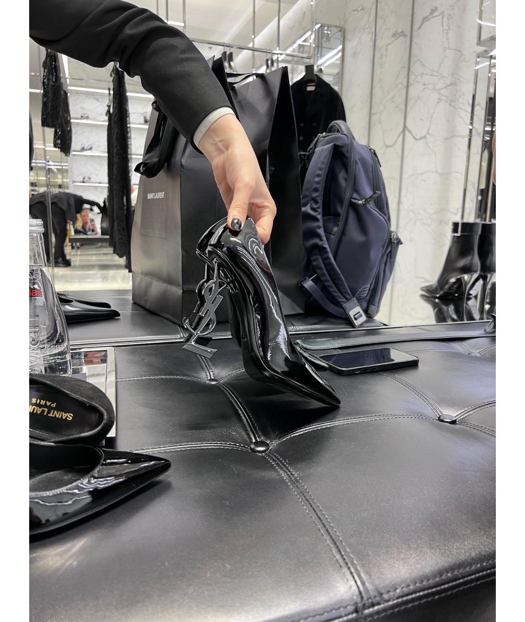 SAINT LAURENT Черные туфли из лакированной кожи, фото 7