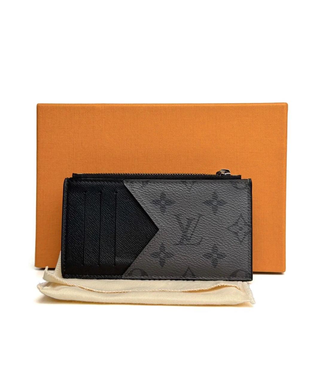 LOUIS VUITTON Черный кожаный кардхолдер, фото 2