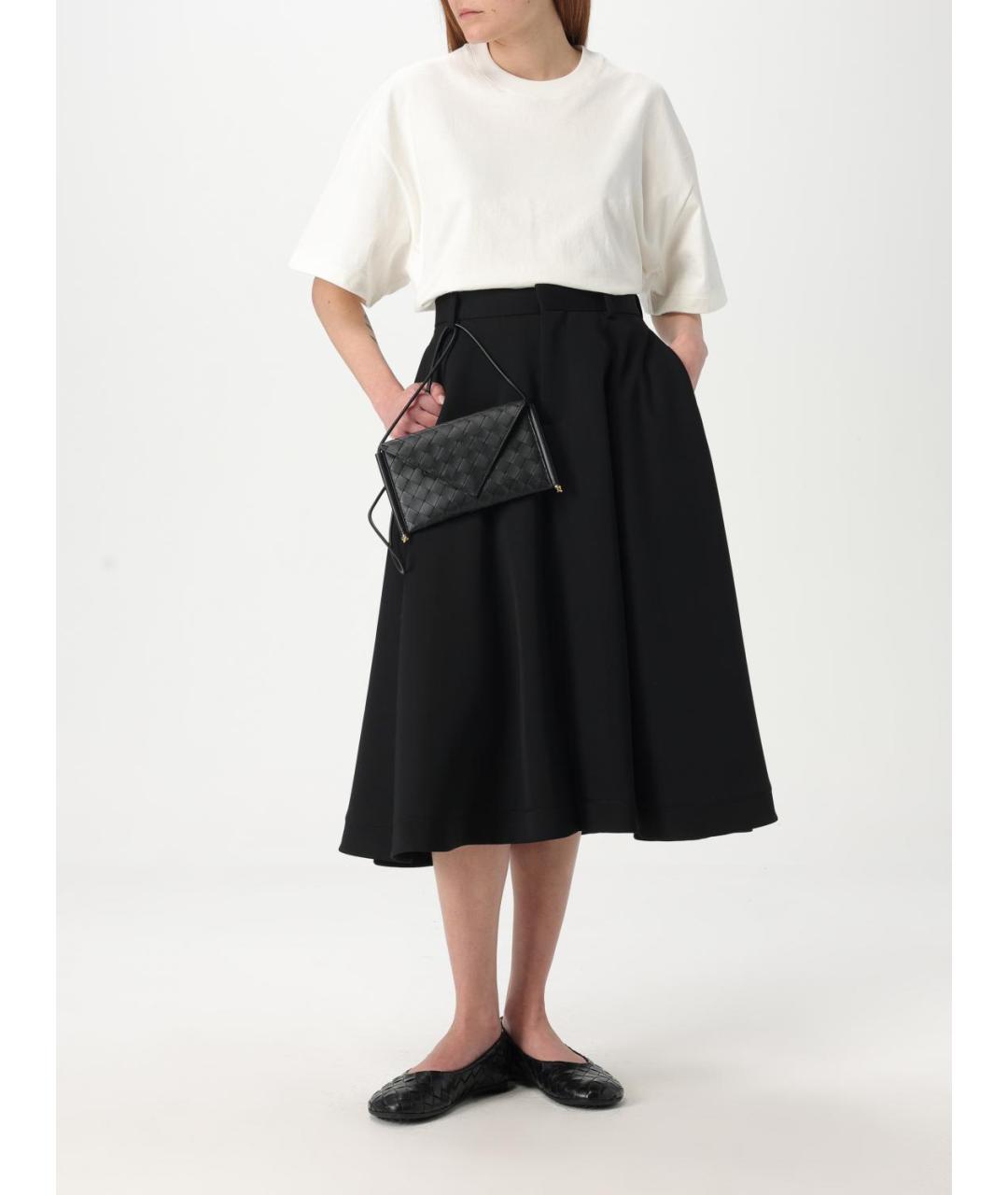 BOTTEGA VENETA Черная шерстяная юбка миди, фото 3
