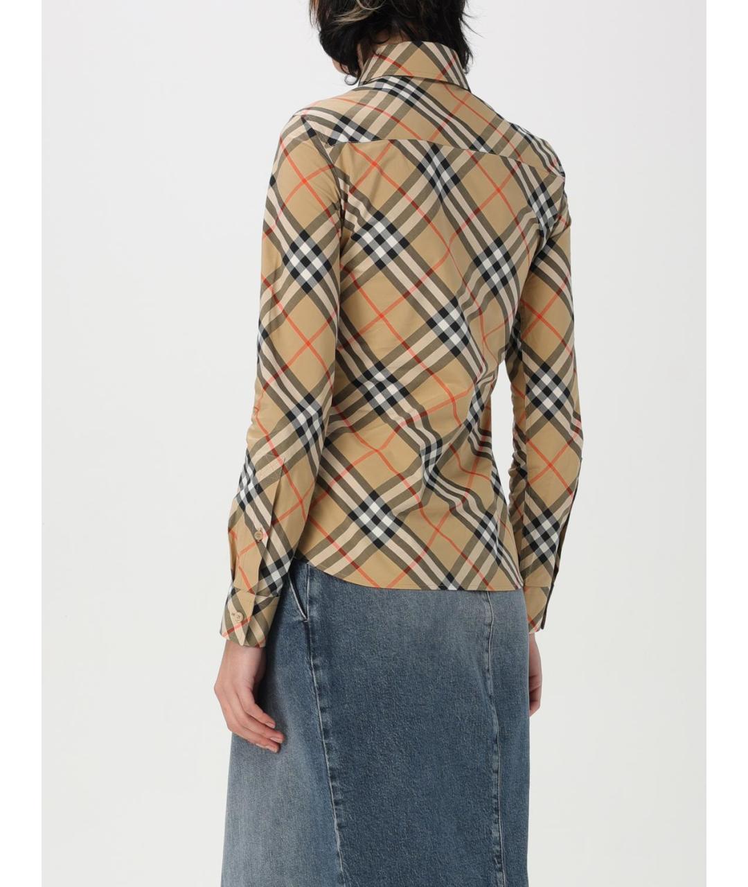 BURBERRY Бежевая хлопковая рубашка, фото 4