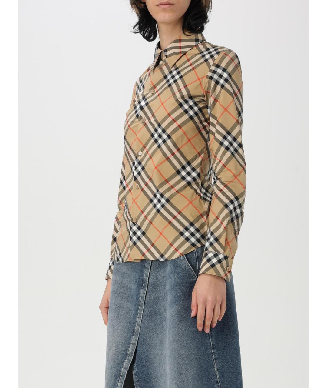 BURBERRY Бежевая хлопковая рубашка, фото 5