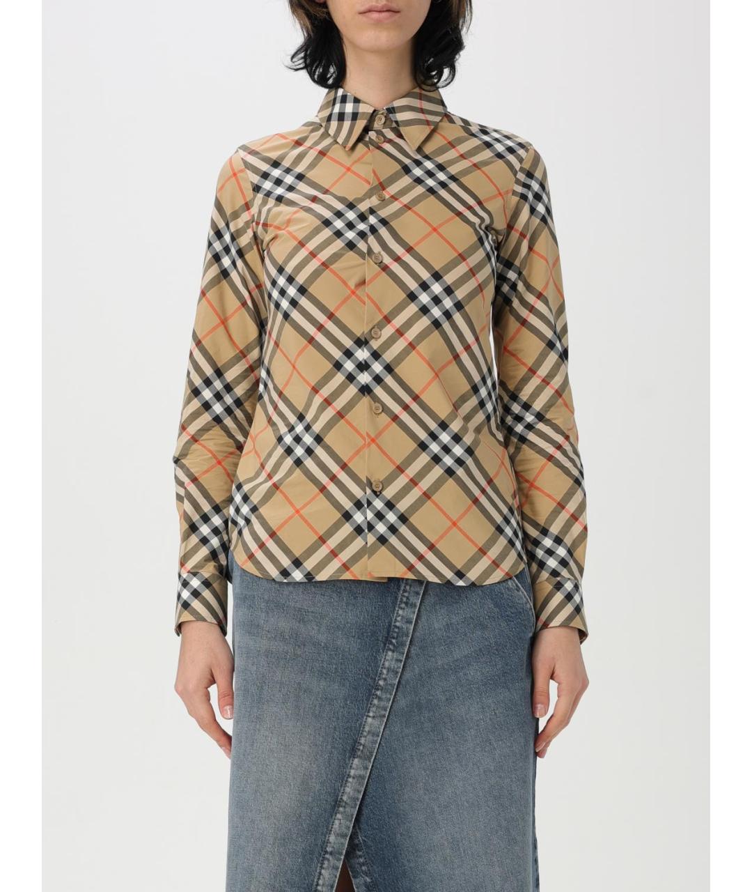 BURBERRY Бежевая хлопковая рубашка, фото 2