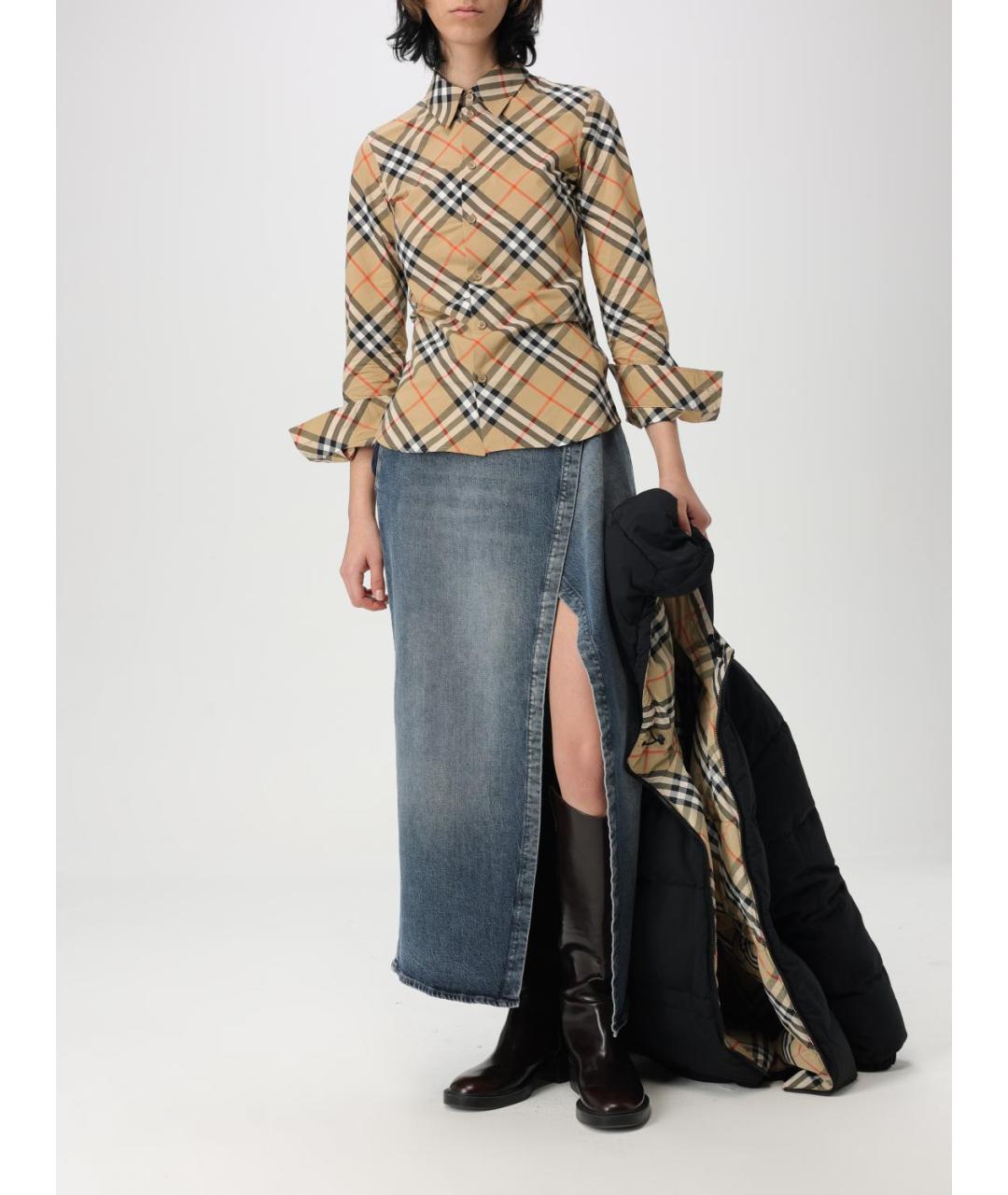 BURBERRY Бежевая хлопковая рубашка, фото 3