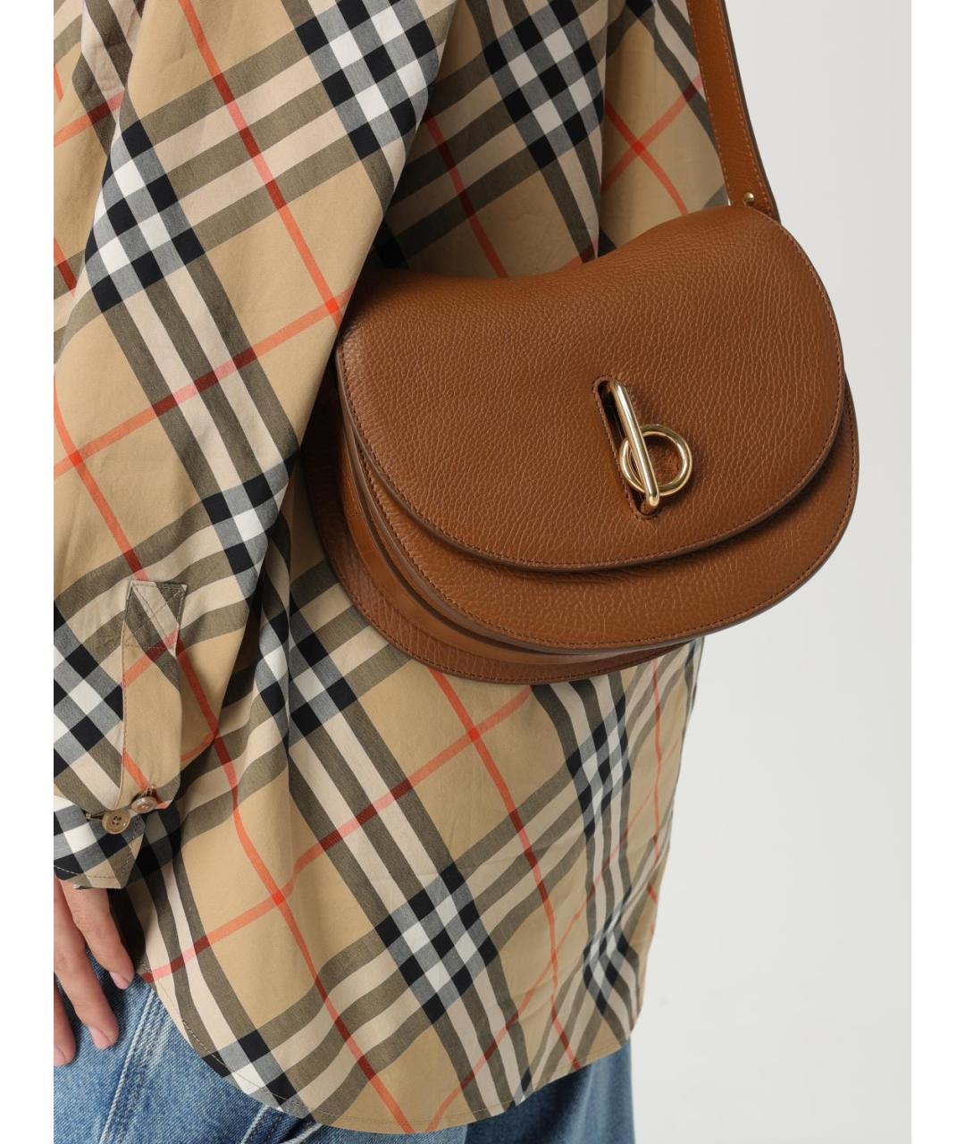 BURBERRY Коричневая кожаная сумка через плечо, фото 2