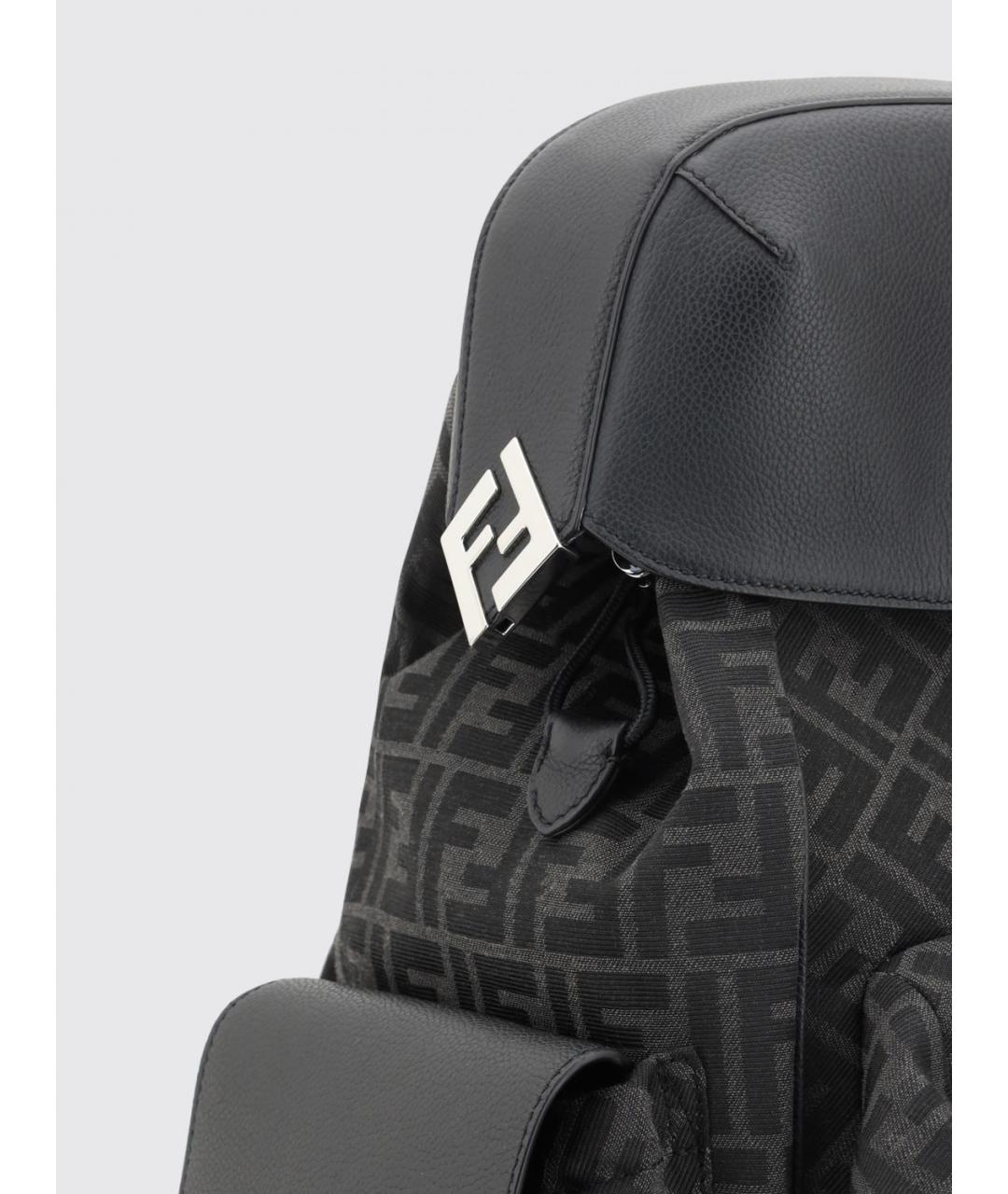 FENDI Антрацитовый жаккардовый рюкзак, фото 3