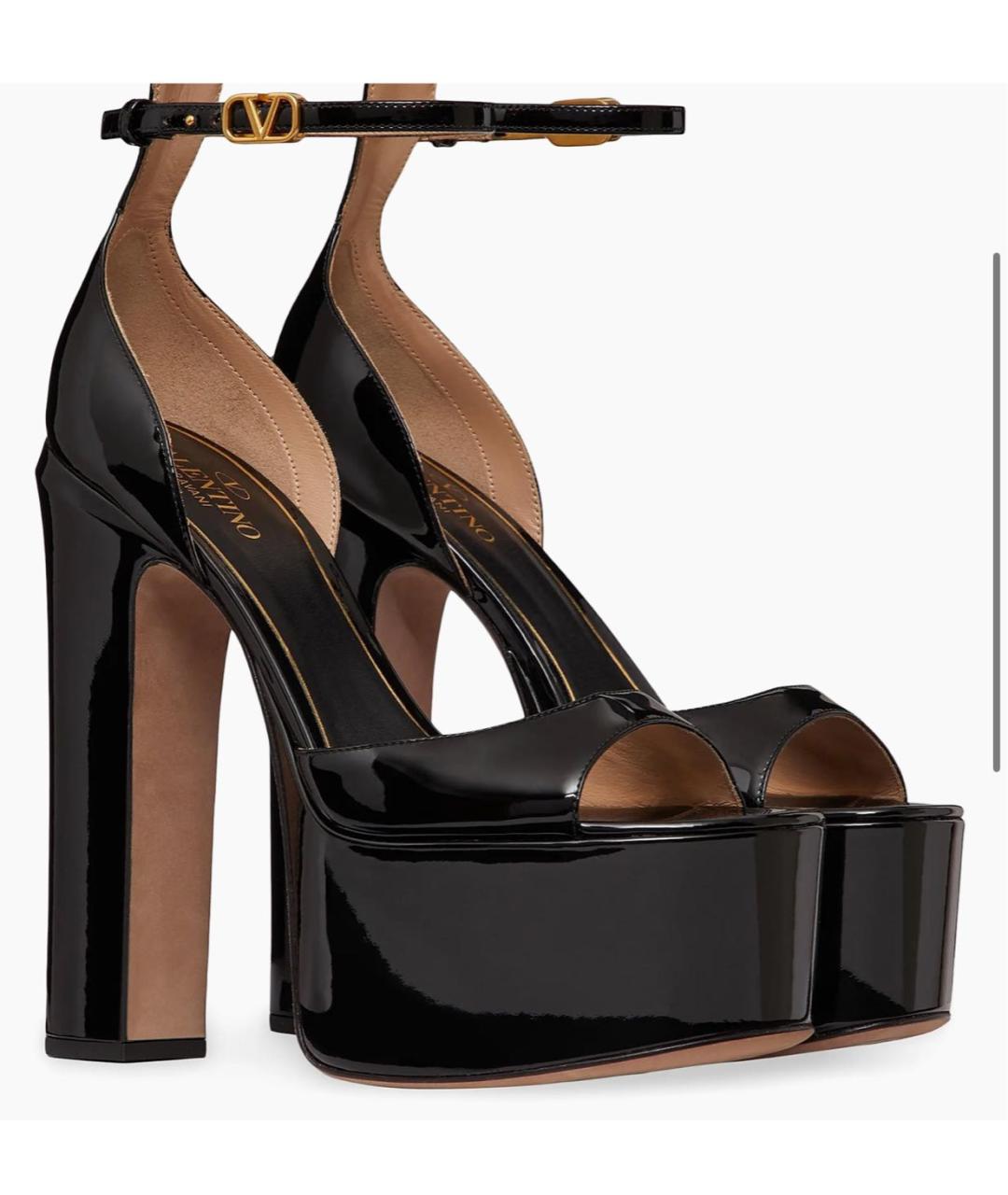 VALENTINO Черные кожаные босоножки, фото 4