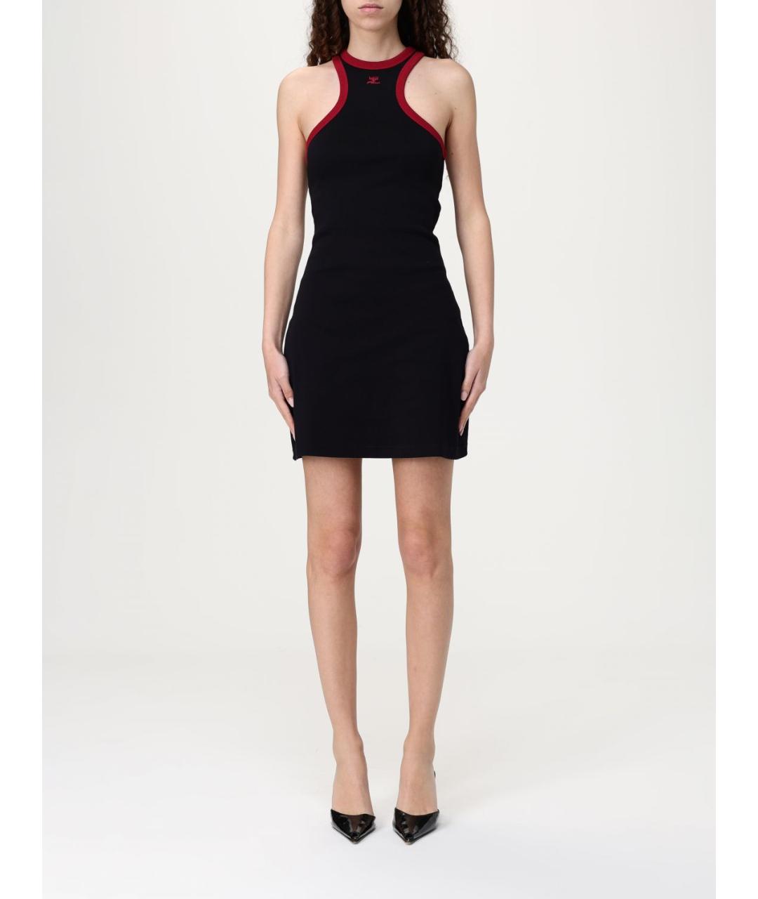 COURREGES Черное хлопковое повседневное платье, фото 2