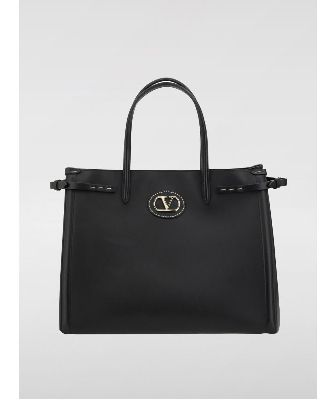 VALENTINO Черная кожаная сумка тоут, фото 4