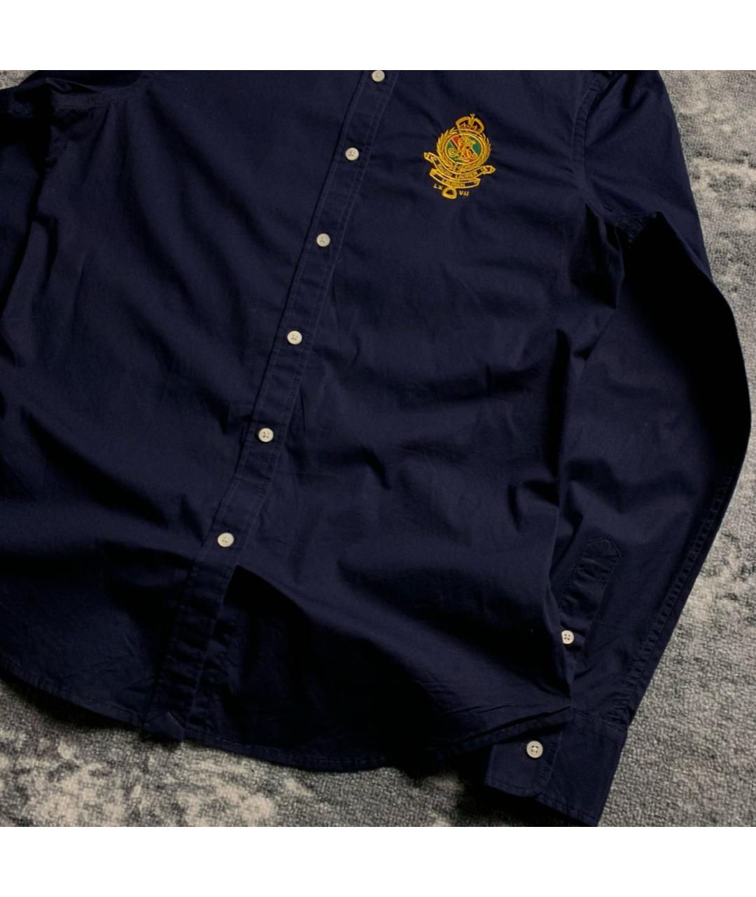 RALPH LAUREN Темно-синяя хлопко-эластановая рубашка, фото 5