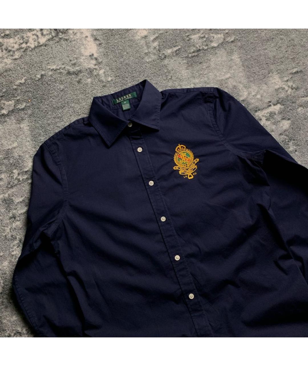 RALPH LAUREN Темно-синяя хлопко-эластановая рубашка, фото 6