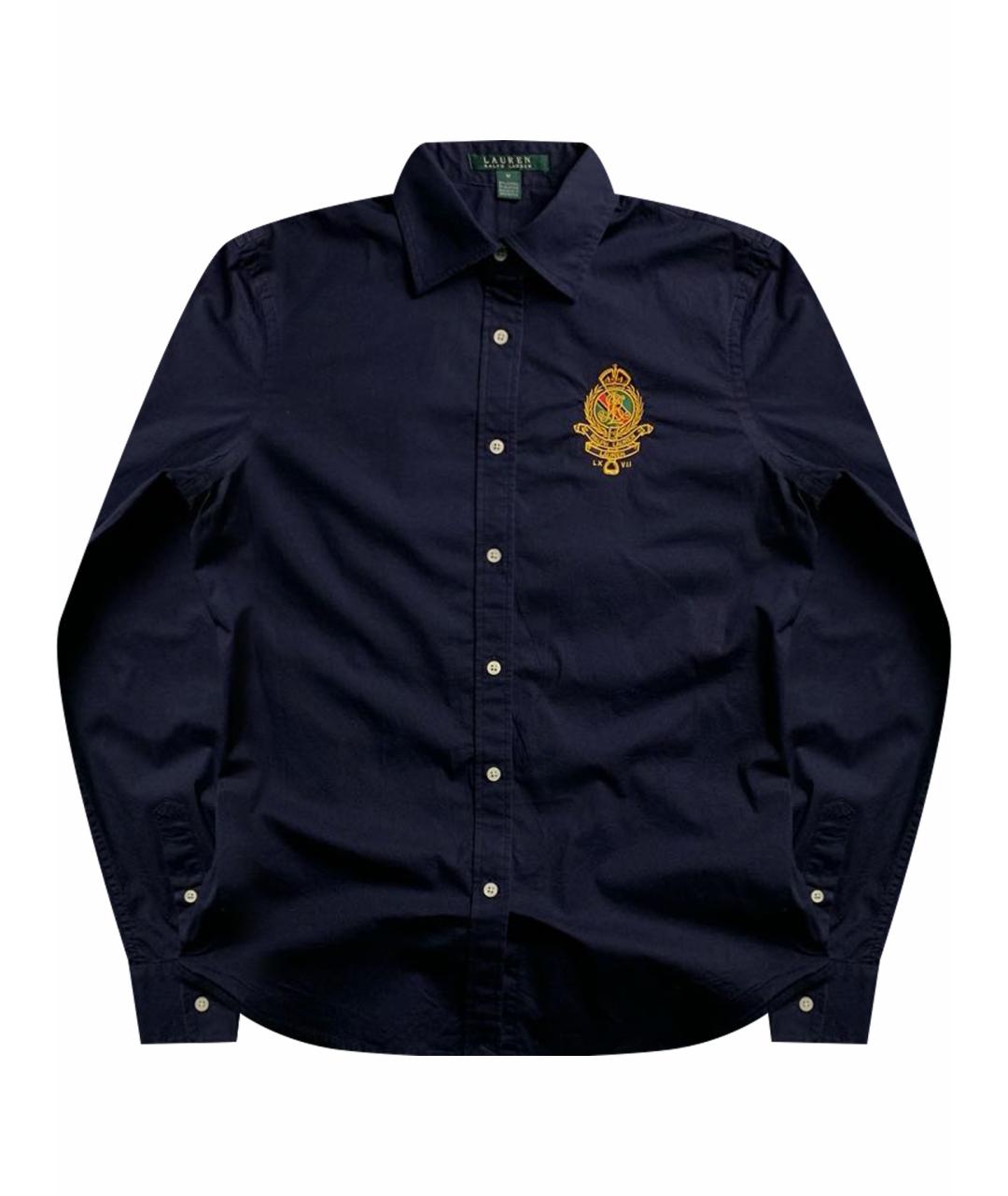 RALPH LAUREN Темно-синяя хлопко-эластановая рубашка, фото 1