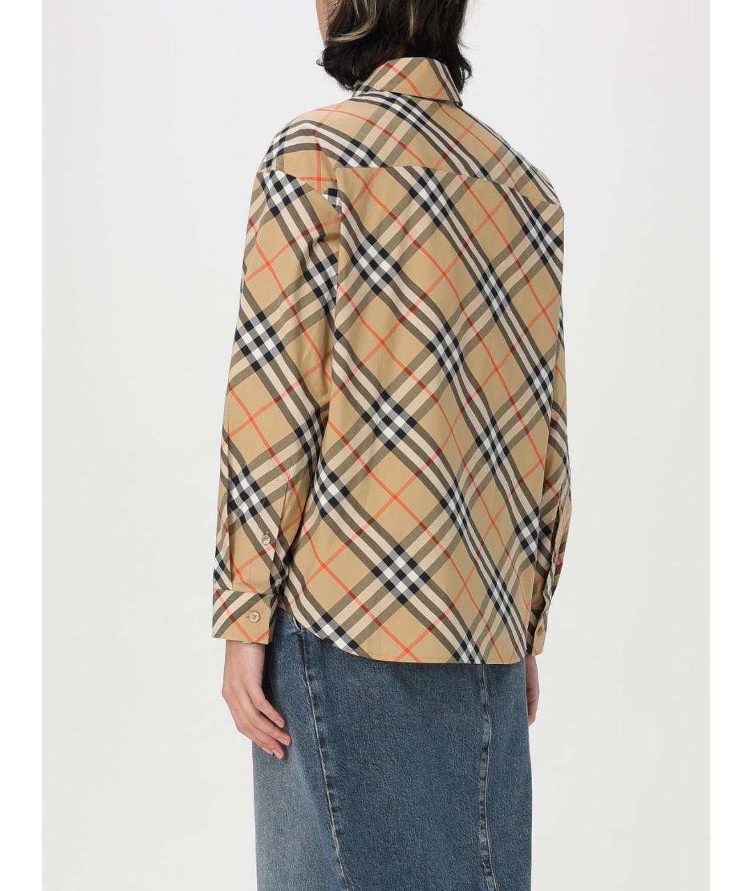 BURBERRY Бежевая хлопковая рубашка, фото 4