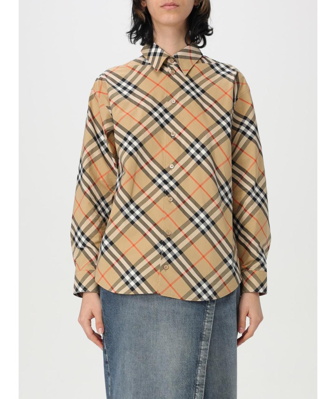 BURBERRY Бежевая хлопковая рубашка, фото 2