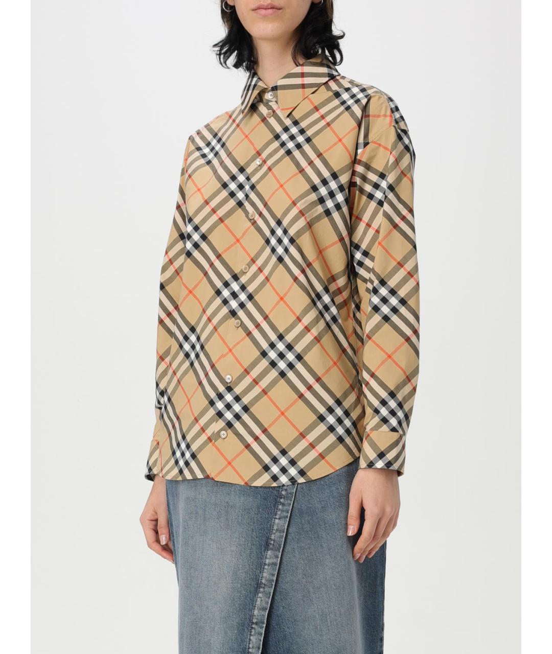 BURBERRY Бежевая хлопковая рубашка, фото 5