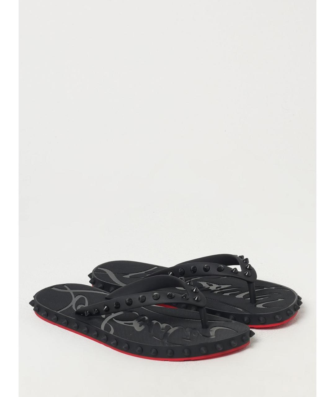 CHRISTIAN LOUBOUTIN Черные шлепанцы, фото 2