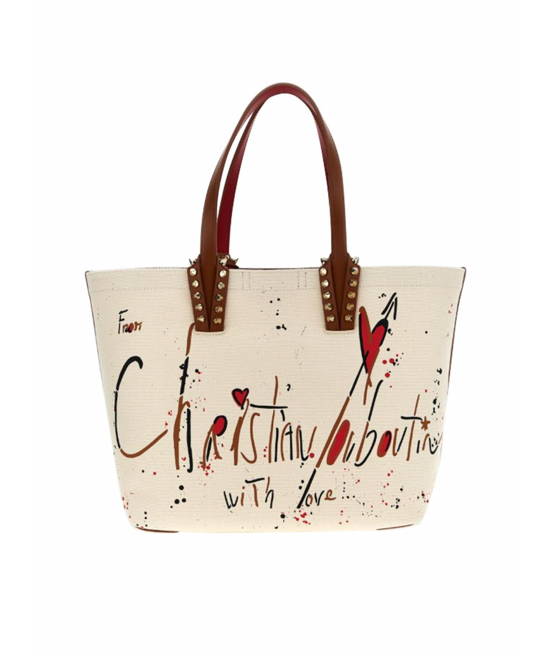 CHRISTIAN LOUBOUTIN Бежевая тканевая сумка тоут, фото 1