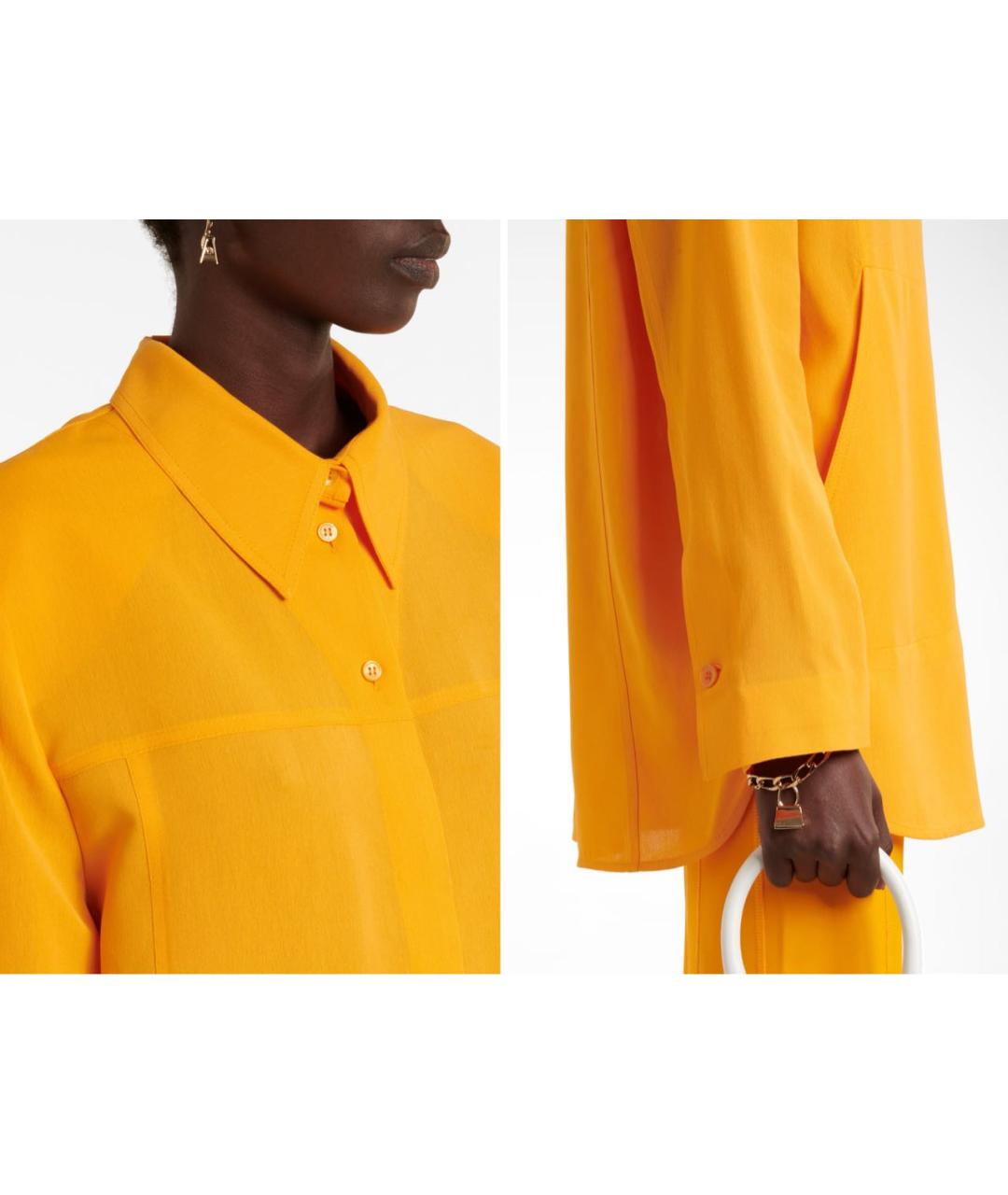 JACQUEMUS Оранжевая вискозная рубашка, фото 4