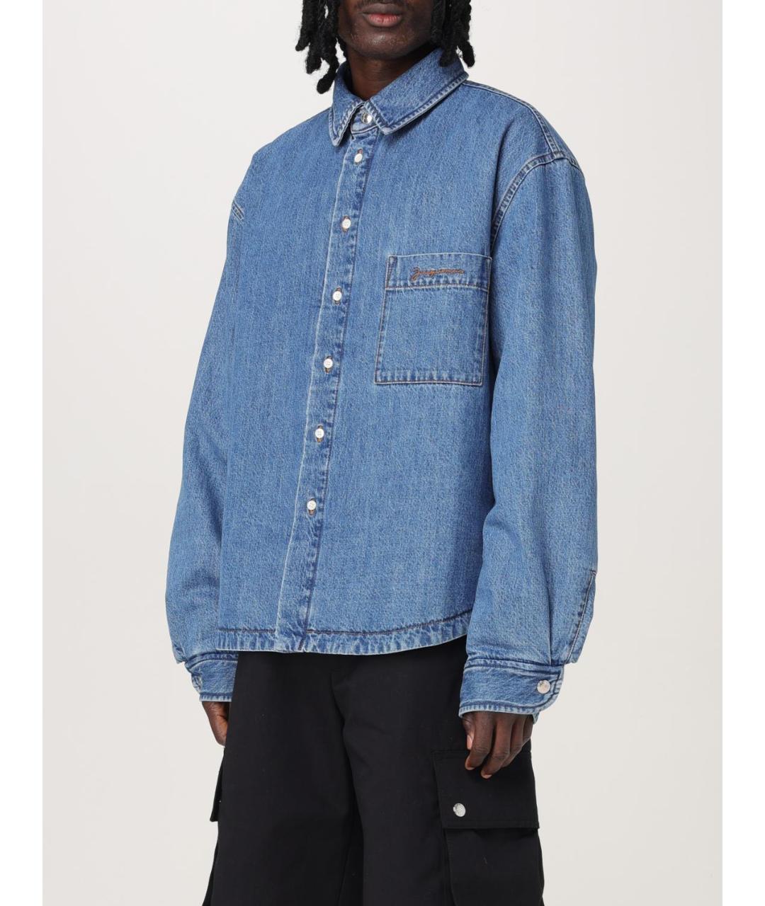 JACQUEMUS Синяя хлопковая кэжуал рубашка, фото 5
